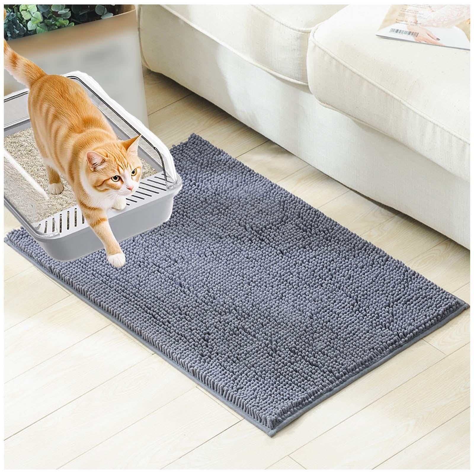 Tapete Para Arenero Gato 60x150cm, Tapete Gato Súper Suave para Las Patas de Tu Gato Alfombrilla Gato Arenero Fácil de Limpiar