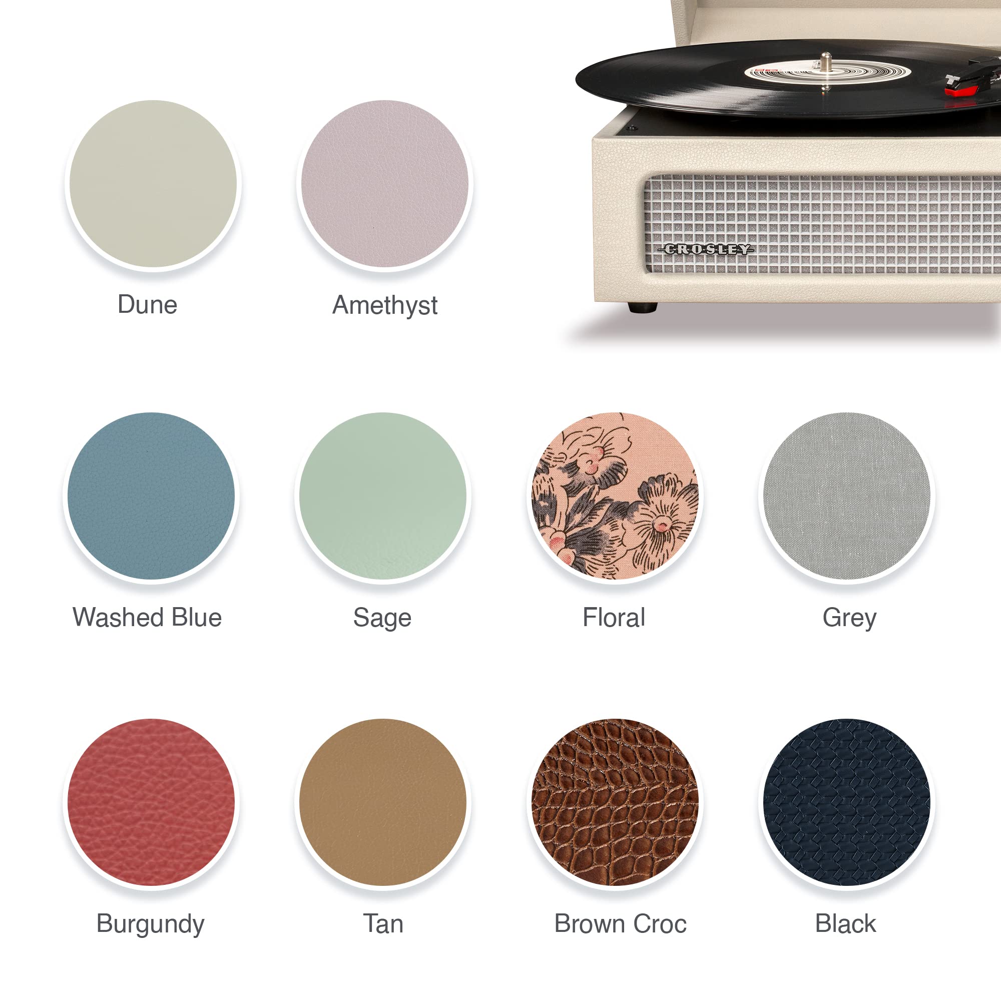 Crosley Voyager Giradischi con 2 altoparlanti, Bluetooth In & Out e AUX - Giradischi Vintage a 3 velocità - Per vinili da 7", 10" e 12" - Portatile con custodia integrata - Sage