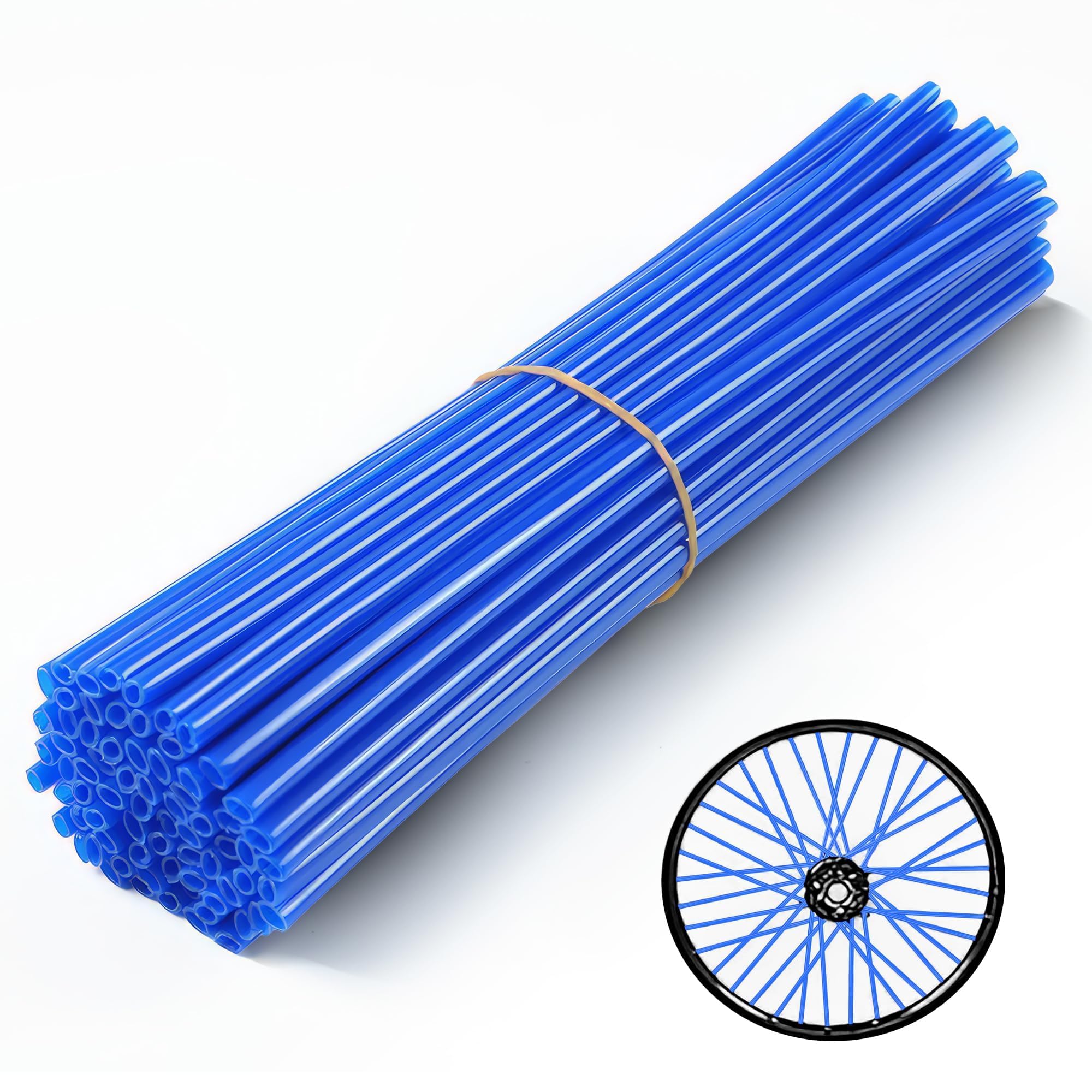 72Pcs Blue Bike Spoke Covers - Universal 8"-21" Wheel Wraps