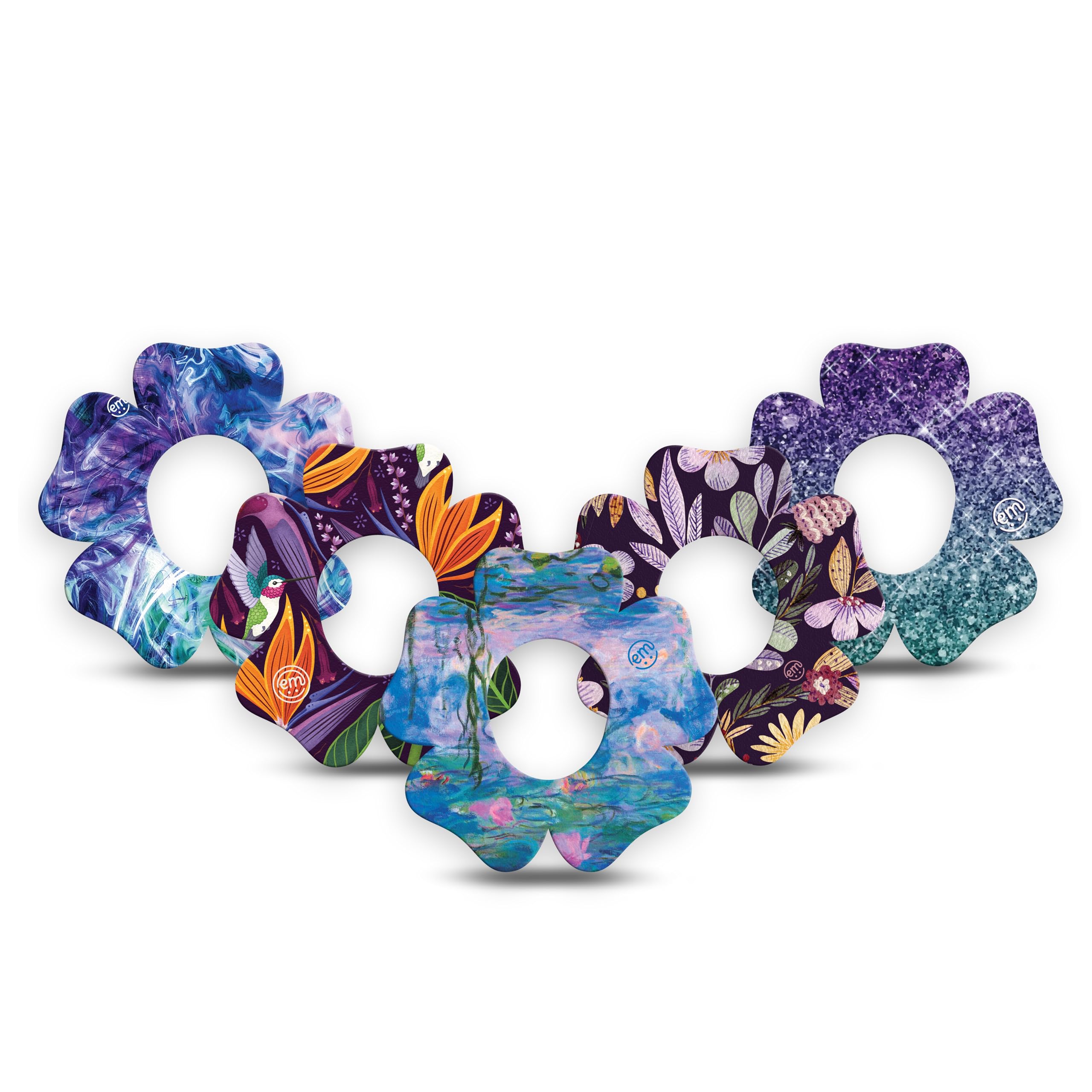 ExpressionMed - Adhesive Patch for Dexcom G7 and Stelo (5-Pack) - Made in The USA, Waterproof, Split Backing, CGM Tape (Pacifica Variety Pack - Flower