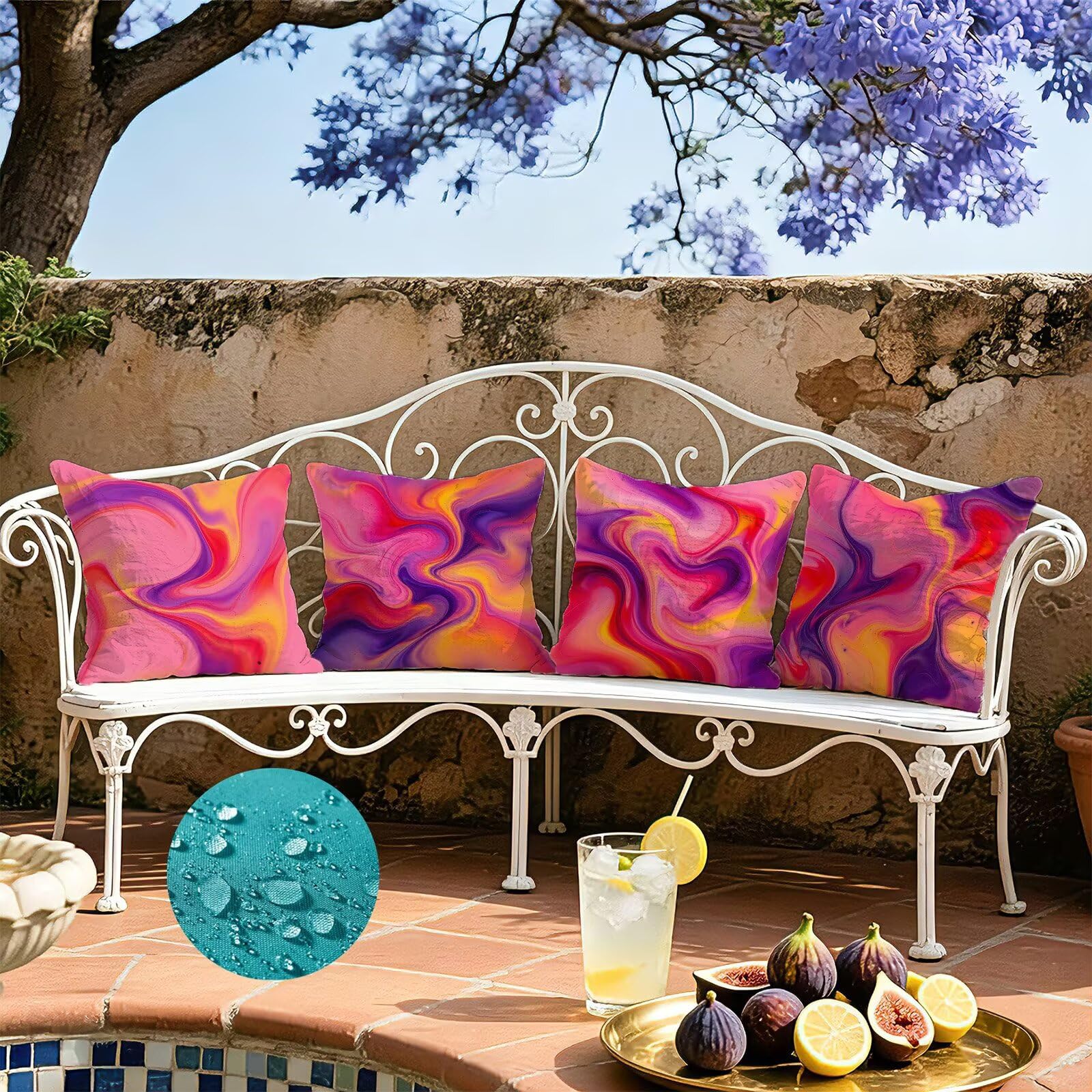 Rosa Federe Cuscini Divano 60x60cm, Cuscini da Esterno Set de 4, Cod-134 | Lin Copricuscini Decorativi Letto Arredo, per Letto, Soggiorno, Giardino, Esterno, Casa Decorazione Set di 4 Naturale