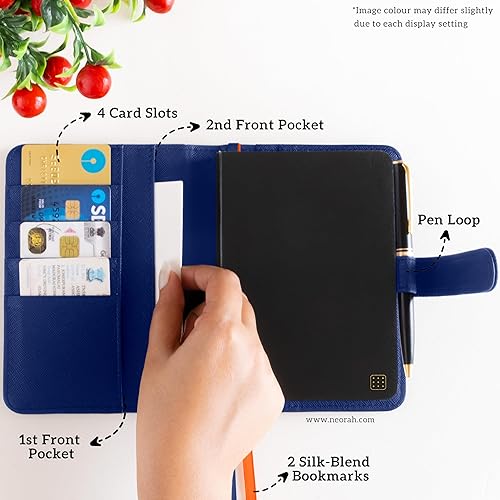 Miniatura 4 de NEORAH Funda para cuaderno A6 con bucle + diario de cuadrícula de puntos, funda de piel sintética + bucle para bolígrafo, 2 compartimentos