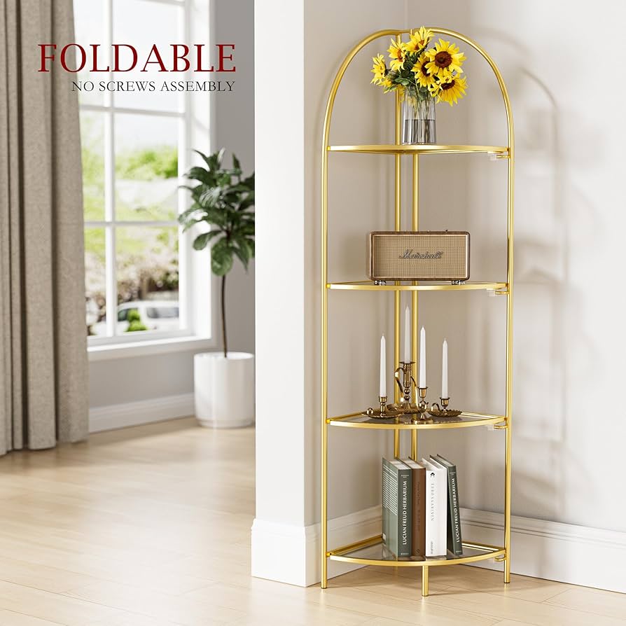 Amazon.com: Crofy Foldable 4 Tier Corner Shelf, Metal Corner
