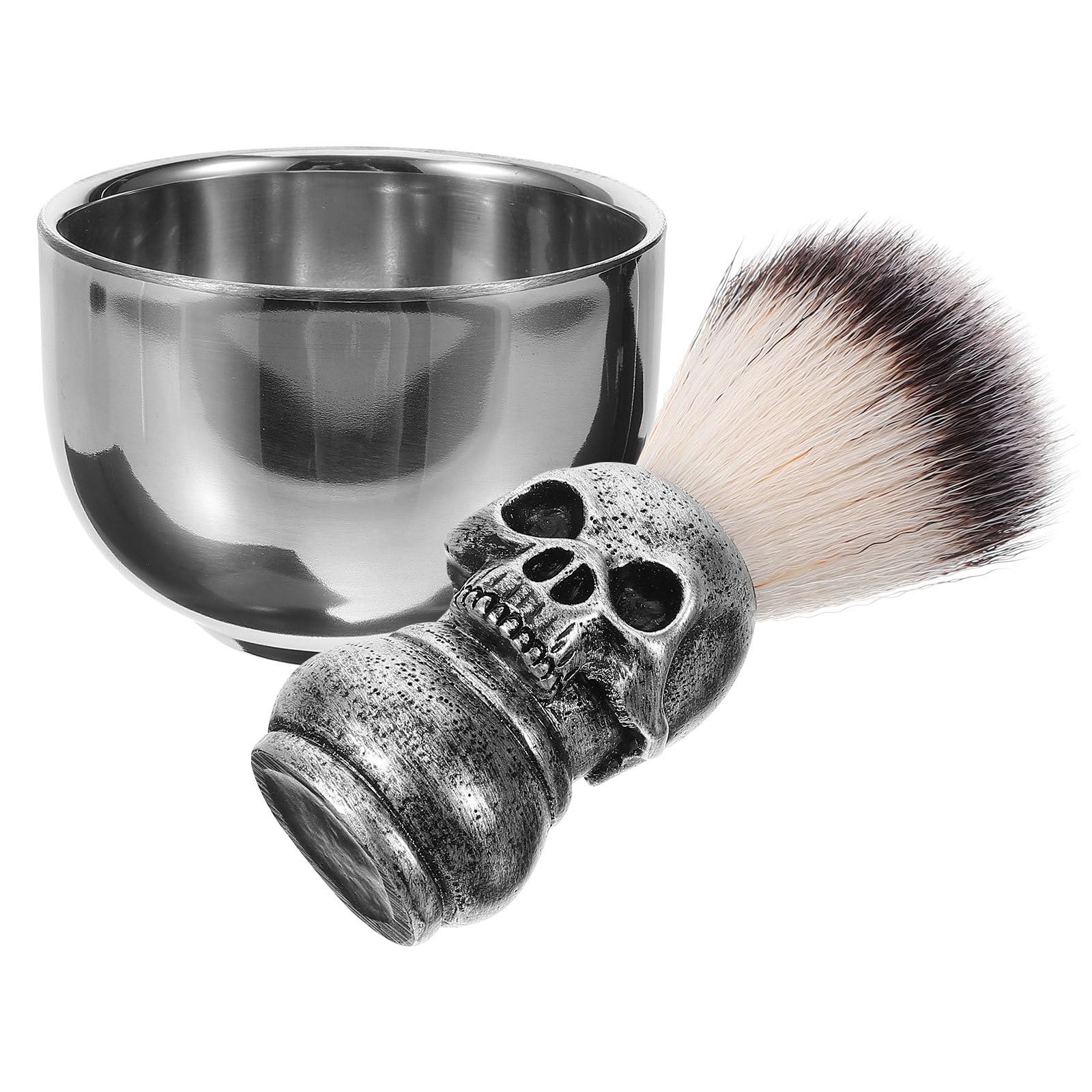 Mobestech 5 Set Kit Rasatura Uomo con Pennello da Barba in Acciaio Inossidabile e Ciotola, Pratico senza Sforzo per Salone di Parrucchiere e Barber Shop