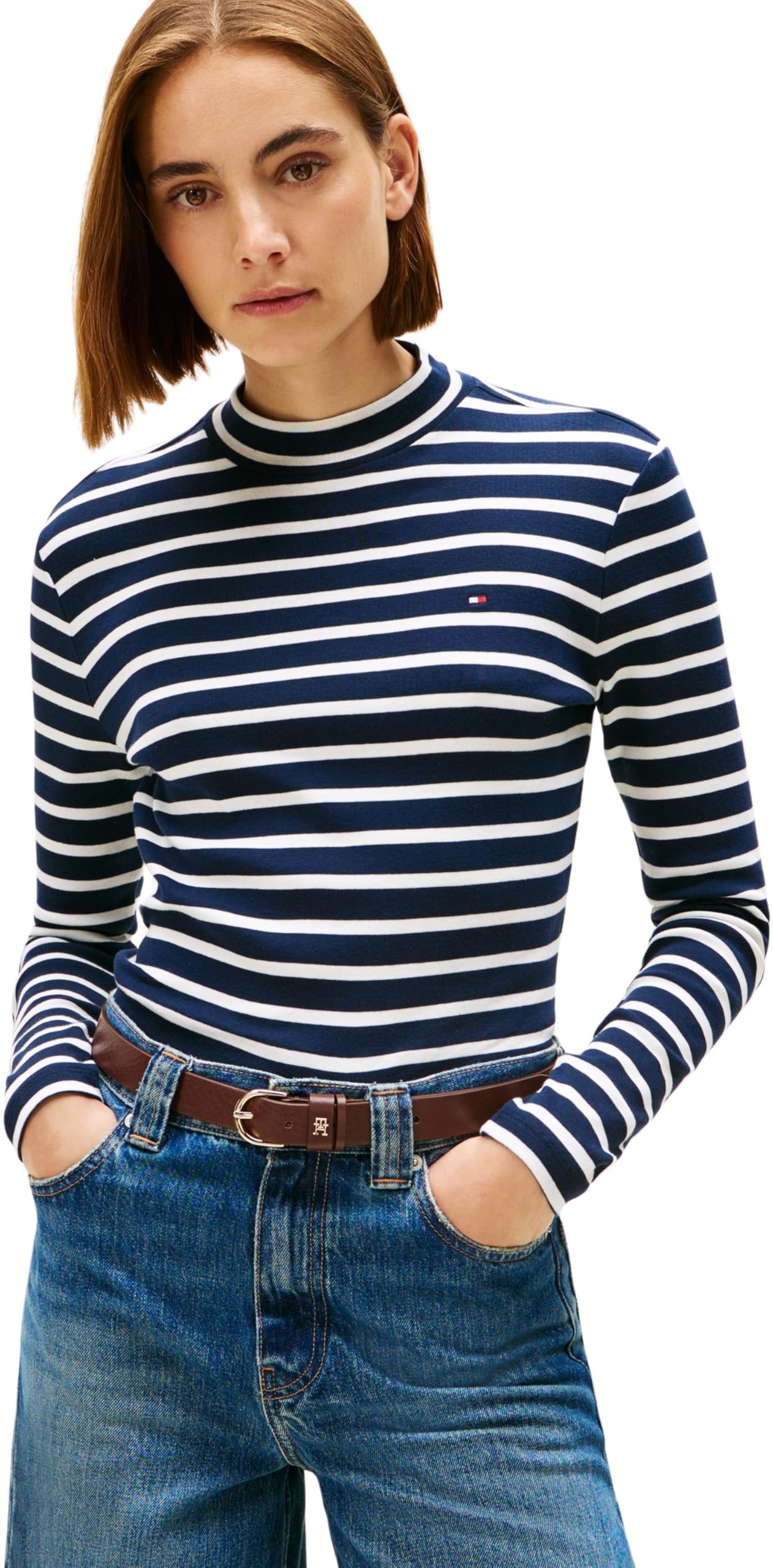 Tommy Hilfiger Women's Slim Cody Long-Sleeve T-Shirt Blue 16 (Xl)