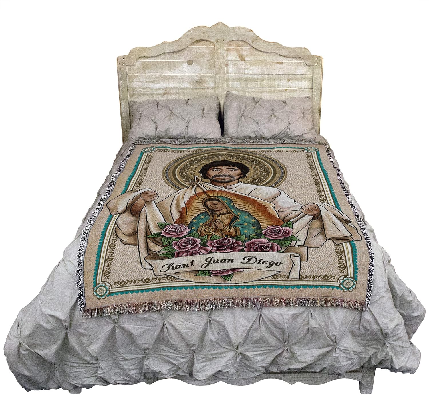 Pure Country Weavers Saint Juan Diego Blanket - Patron of Indigenous People - Religious Gift Tapestry Throw Woven from Cotton - Made in the USA (72x54)