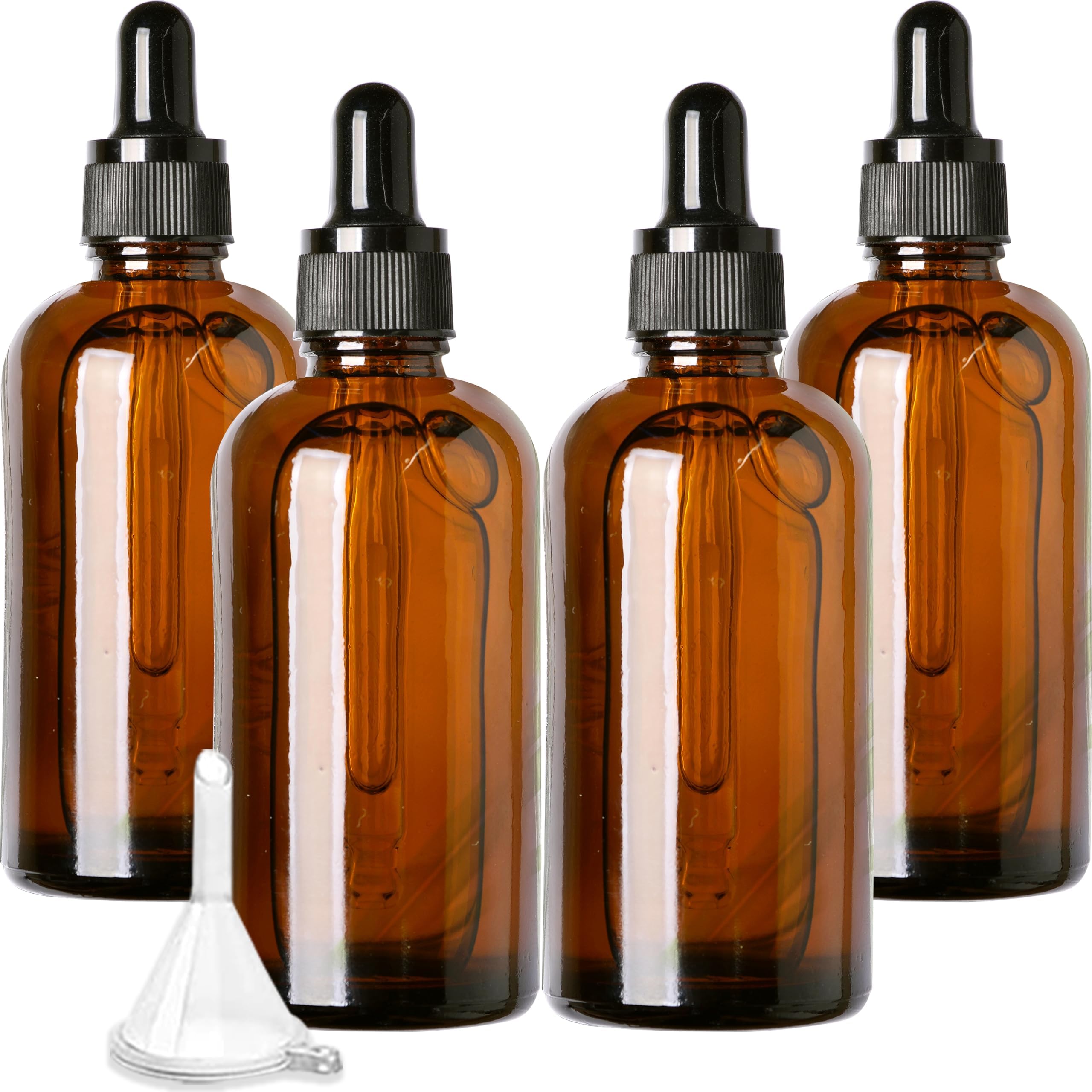 HYFY Amber 100 ml Glass Dropper Bottles 4 Pack 3.4 oz for Essential Oils Empty Bottle Big Dropper Bottles Glass Bottle Reuasable Eye Dopper Bottle Amber Bottle Tincture Bottles hard glass