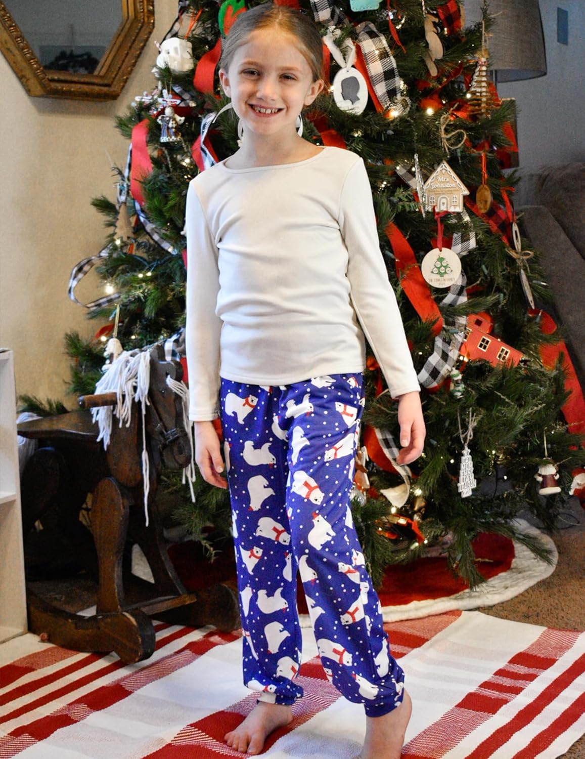 Arshiner Girls Pajama Pants Kids Plaid Pj Pants Comfy Lounge Sleepwear Bottoms with Pockets - Image 2