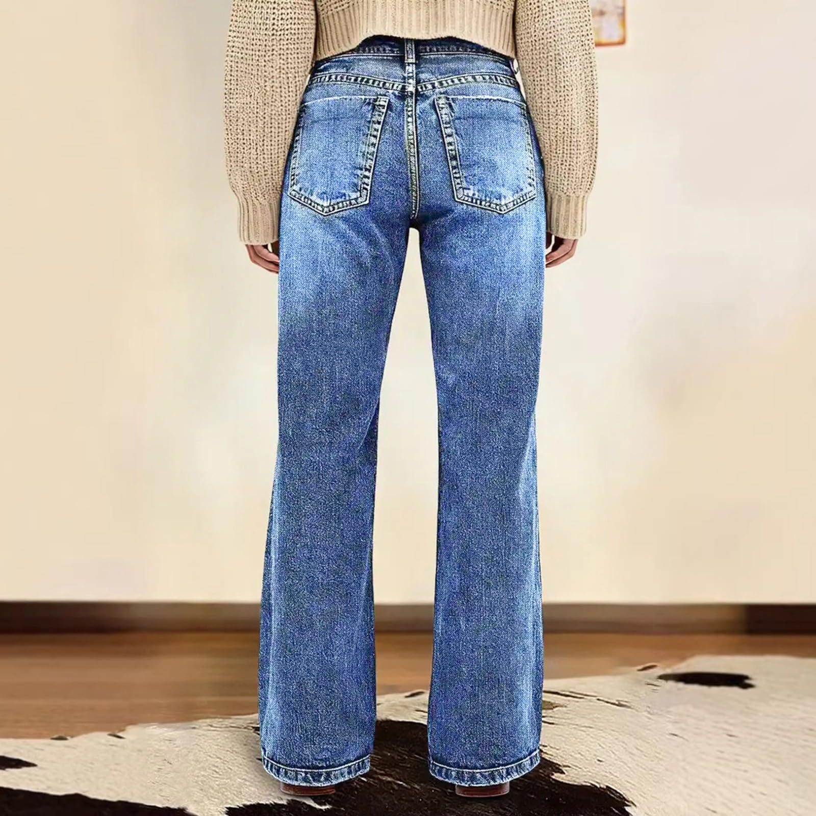 Jeans Donna Elasticizzati in Vita Jeans Elasticizzati Leggeri Casual Pantaloni Vita Alta Curvy Larghi Taglie Forti Pantaloni Denim Baggy Gamba Larga Palazzo Wide Leg Pants Comodi Moda Basic