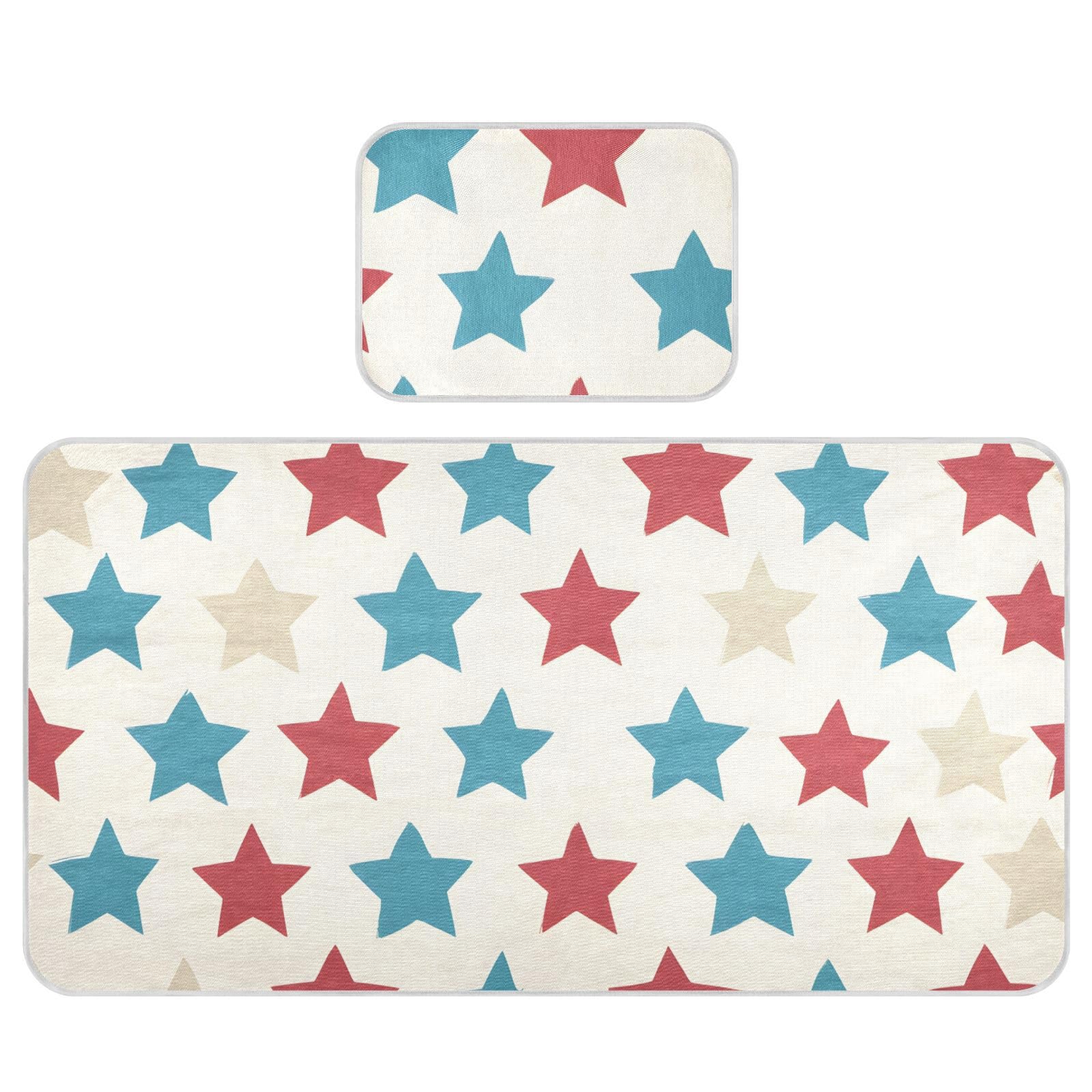 Bolaz Summer Sleeping Bed Pad, Star Pattern Cooling Mattress Set Breathable Bed Mat Ice Silk Mat + Pillow Cover for Toddler Boys Girls