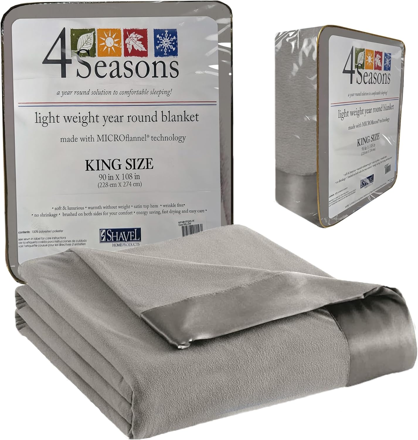 Thermee Micro Flannel King Size Blankets, Lightweight All Seasons Cozy Blanket, Throw Blankets for Home and Living Room, Comfy & Soft Blanket for Couch, Machine Wash, No Pilling – Slate Grey