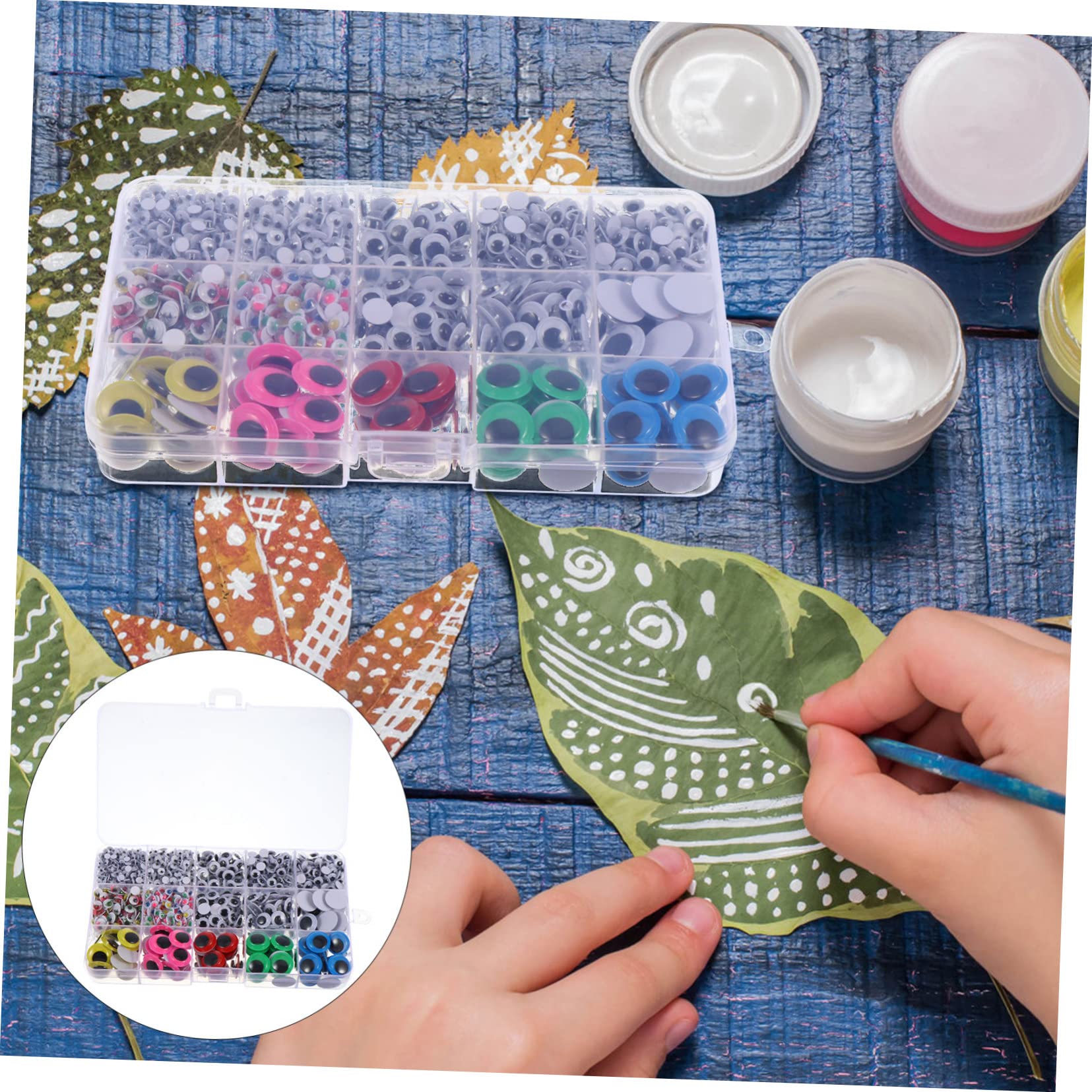 Housoutil 3 Set Occhi Giocattolo di Plastica Occhio Googly Adesivo Forniture Appiccicoso Occhi Mobili Rotondi in Plastica Occhi Mobili di Plastica Colorati Finti Occhi Mobili 1500 Pezzi*3
