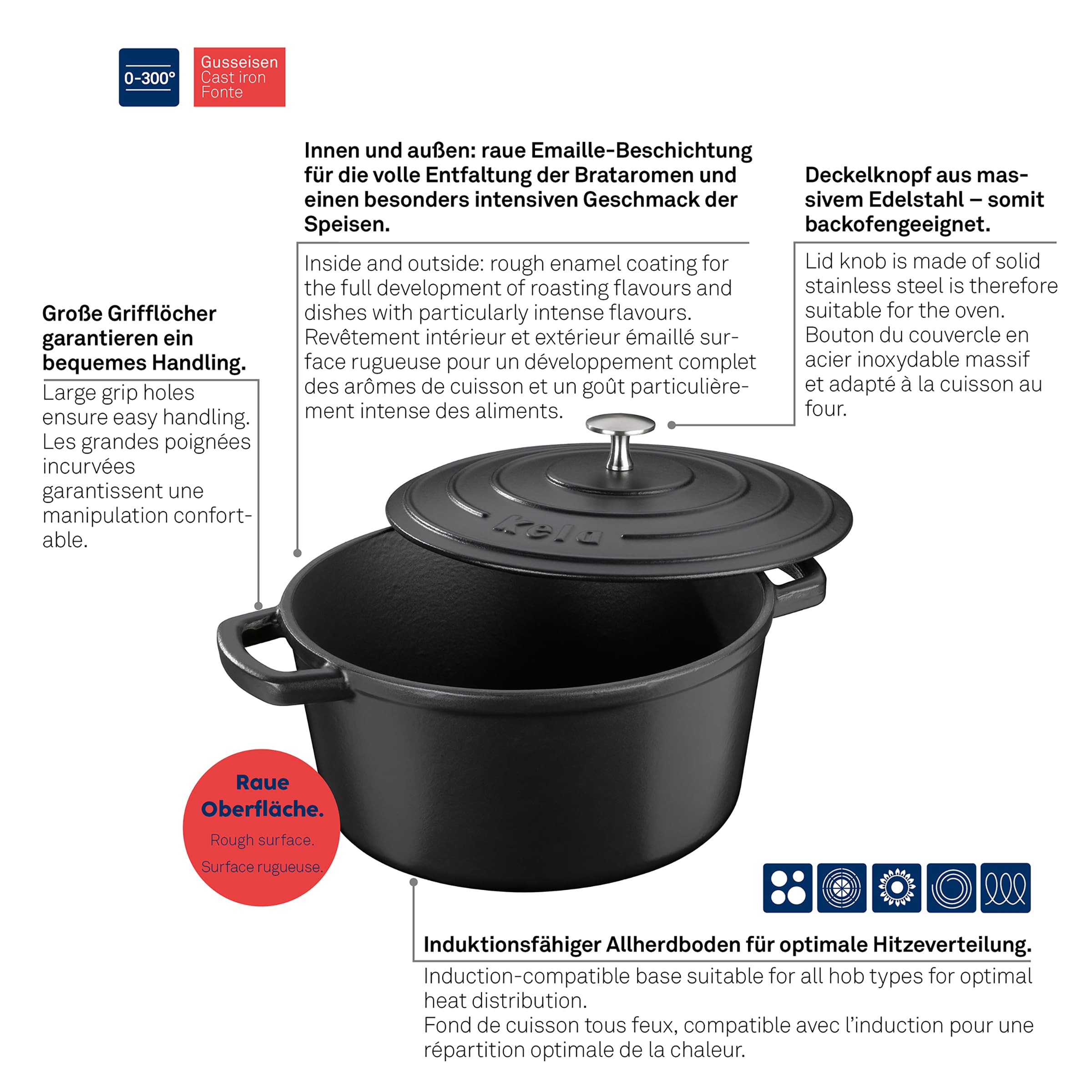 Braadpan Kela Calido met Deksel Ovaal Grijs 6L | Kookexpert