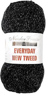 NASKA エブリデイ ニュー ツイード 毛糸 並太 Col.112 ブラック 系 100g 約200m N-93