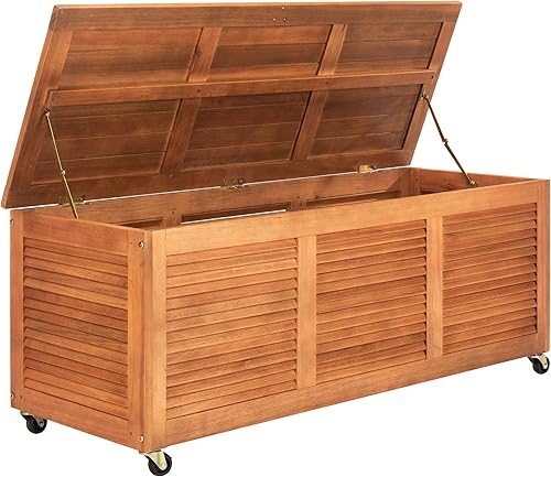 Miniatura 4 de SAFAVIEH PAT7038A Outdoor Collection Elina Caja de cubierta de cojín de teca de 47.2"