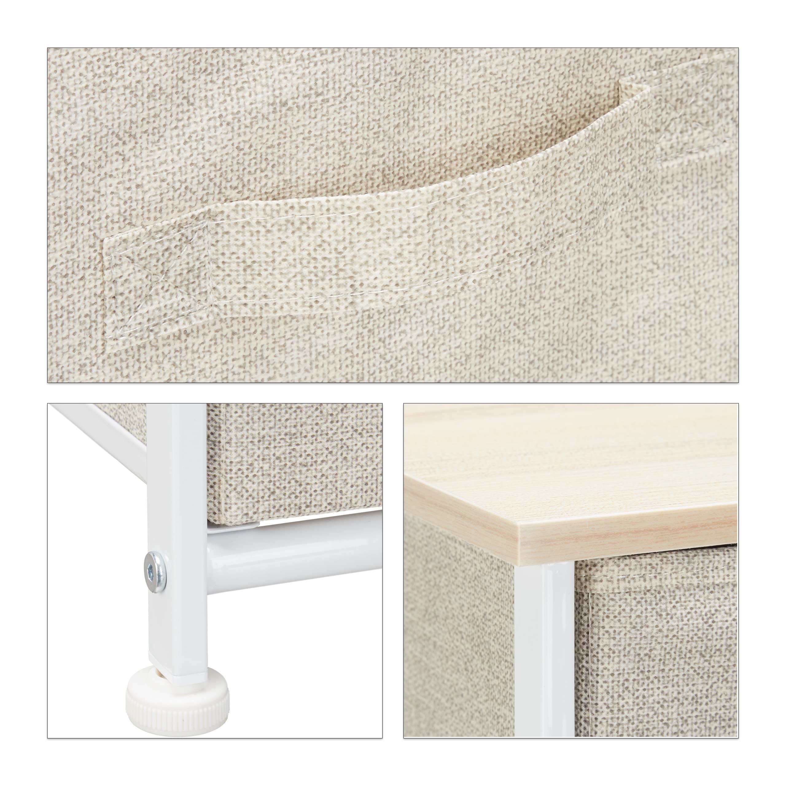Relaxdays Mobiletto con 3 Cassetti, Mobile Cassettiera, in Tessuto, Acciaio e Legno MDF, HxLxP: 73 x 45 x 30 cm, Beige
