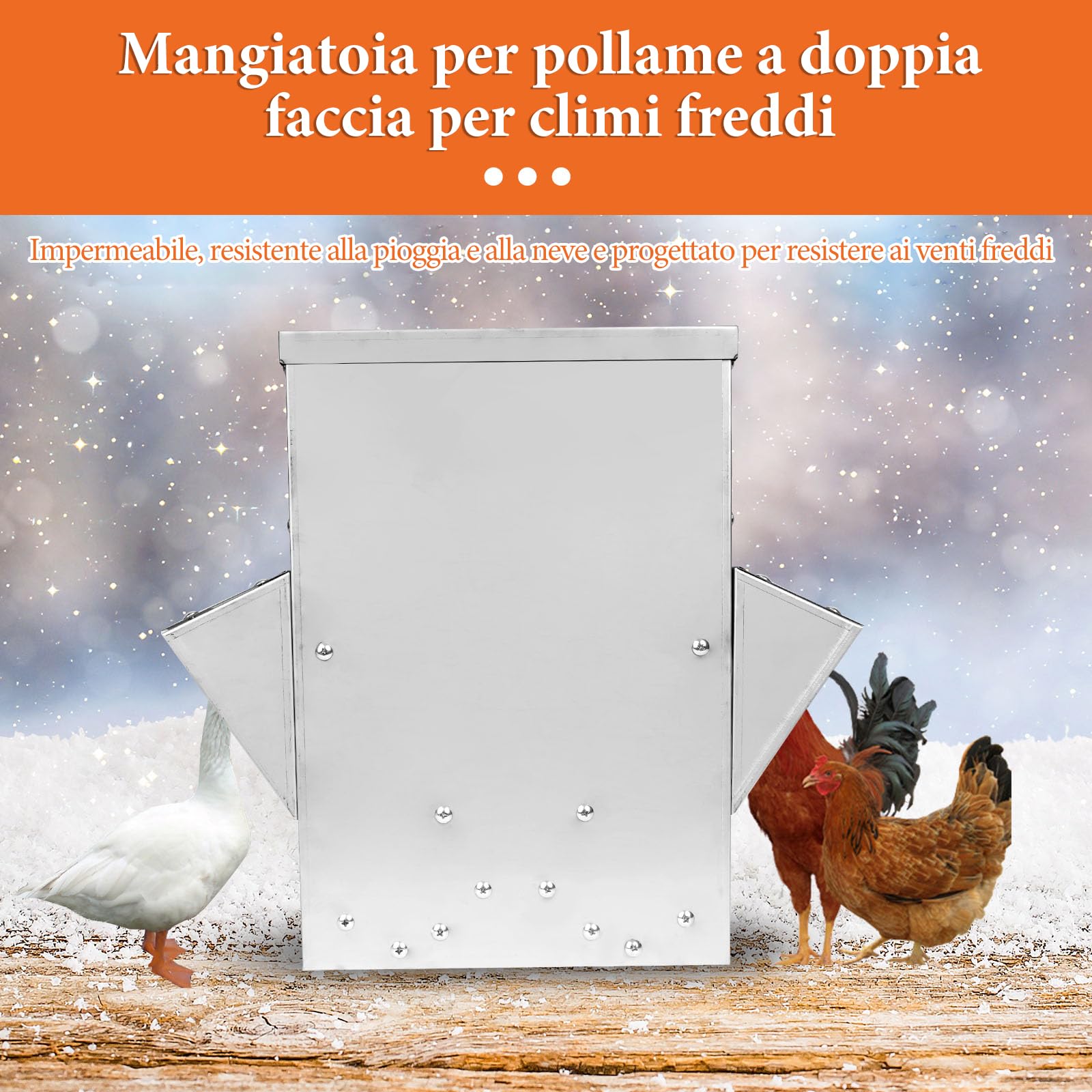 30L Mangiatoie Automatiche Per Polli Mangiatoia Per Pollame Senza Sprechi Mangiatoia Sospesa In Acciaio Inossidabile Di Grande Capacità Per Anatre Quaglie Alimentatore Impermeabile Esterno