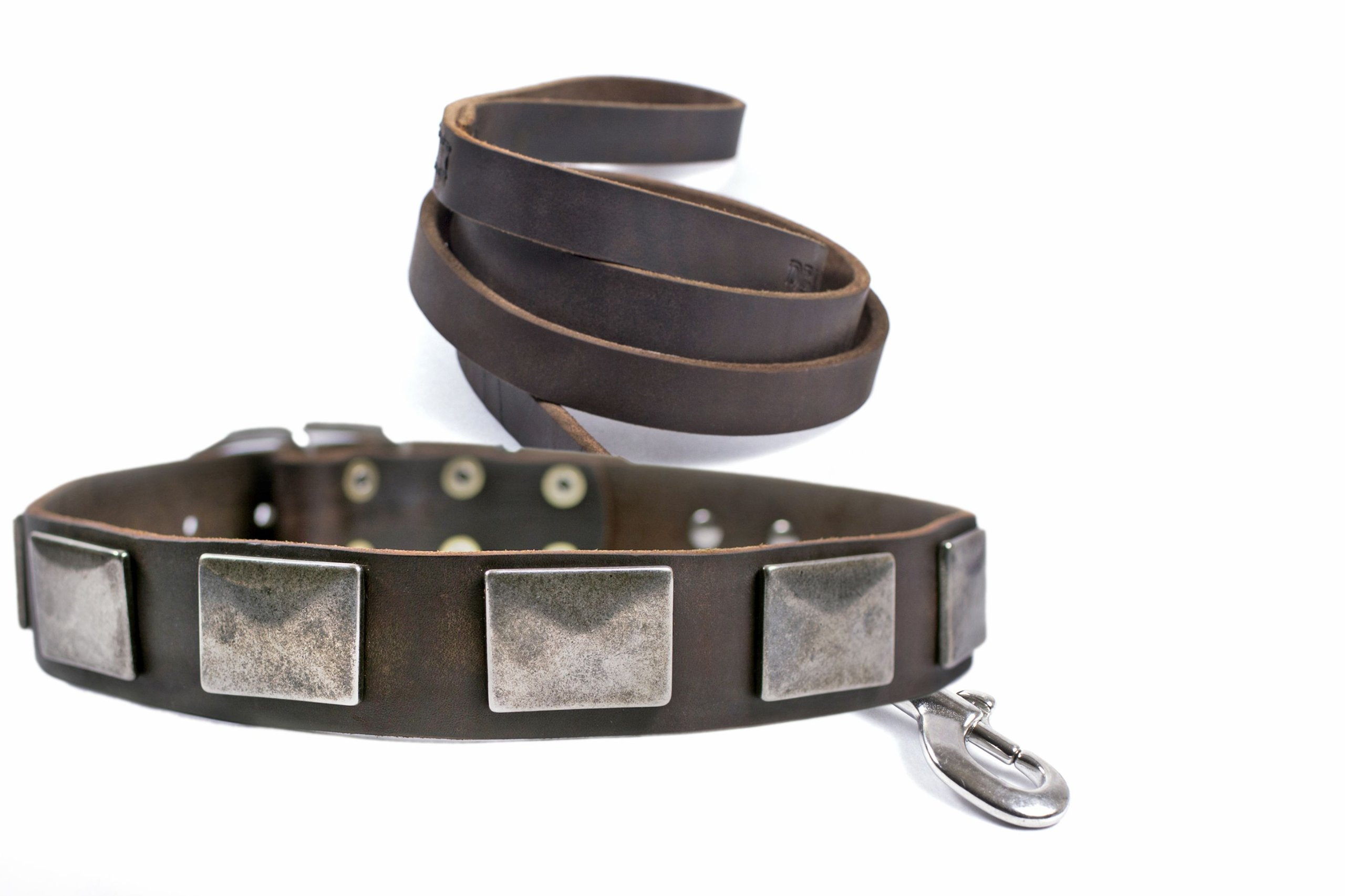 Collier Tyler S Vintage marron grand chien 86cm avec laisse 1.8m mousqueton