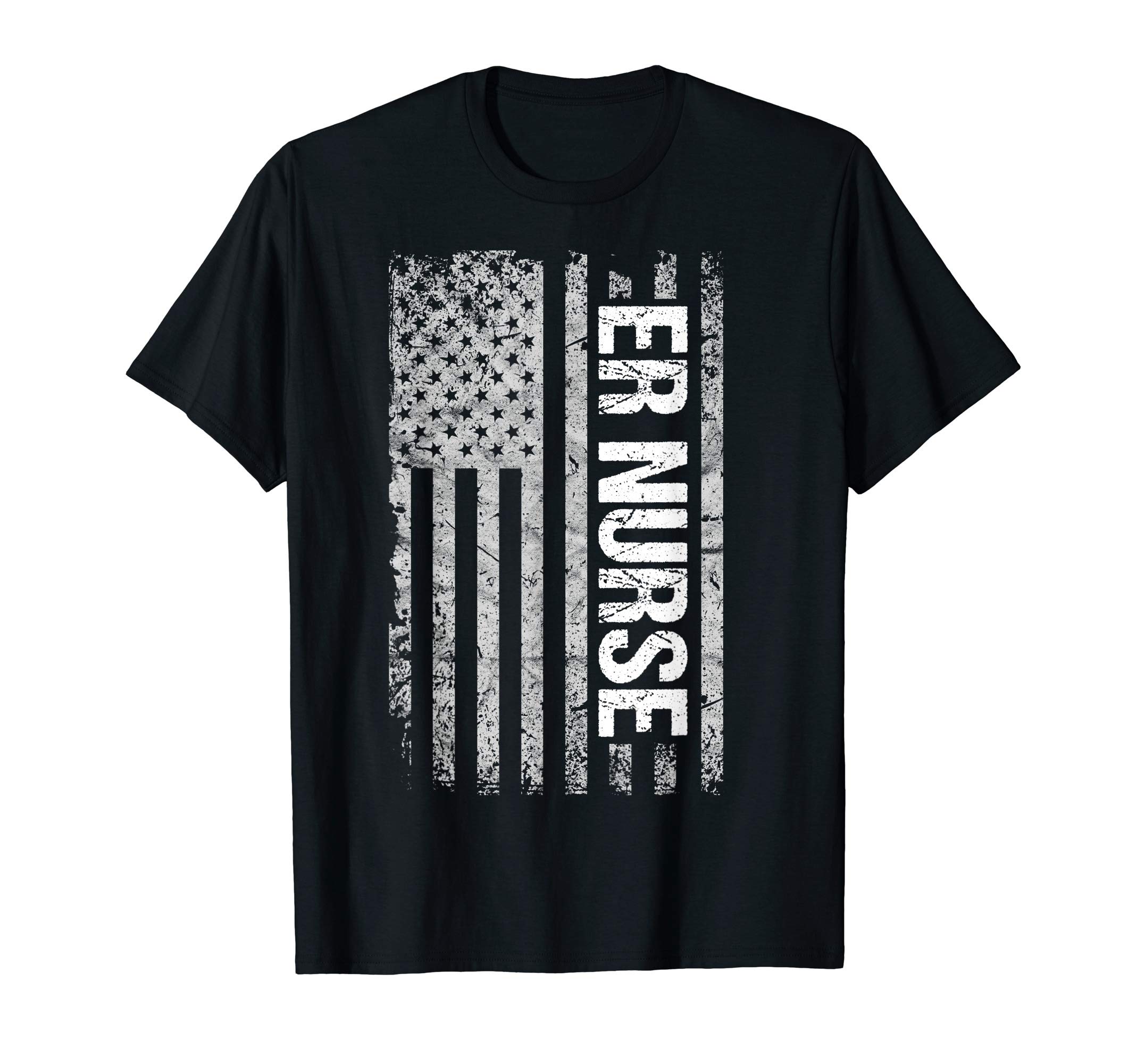 Patriotic Healthcare Worker Shirts and GiftsClassic Distressed Flag for Emergency Room ER Nurses Unisex-Adults Black T-Shirt SmallOEKO-TEX STANDARD 100
