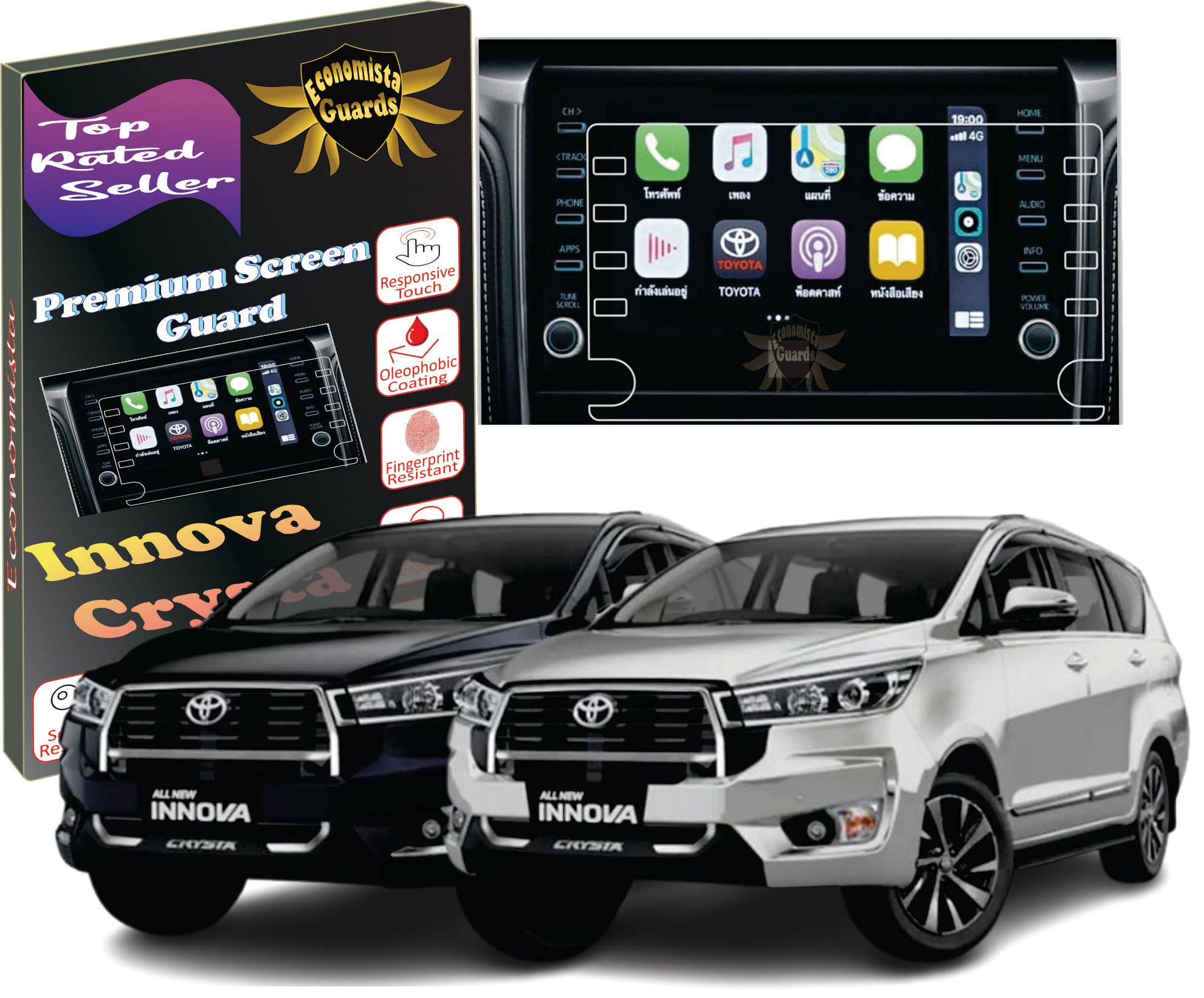 Economista Top Class Screen Protector For Your Toyota Innova Crysta Infotainment Music System Navigation Touch Screen ! Scratch and Water Resistant for Premium Protection! [ Vx Zx Gx Gx Plus ]-image-49