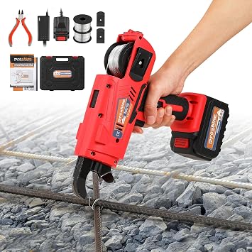 Automatic Rebar Tier 0.3-1.3" Rebar Tying Gun + Battery & 2PCS Wie | 4400mAh Rechargeable Battery + 2PCS Rebar Tie Wire Rebar Tier Tying Machine 0.8S a Knot