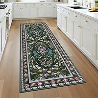 Vista 48 de HEBE - Alfombra de pasillo de 2 x 8 pies, lavable, vintage, envejecida, antideslizante, alfombra de lavandería, alfombra bohemia para pasillos