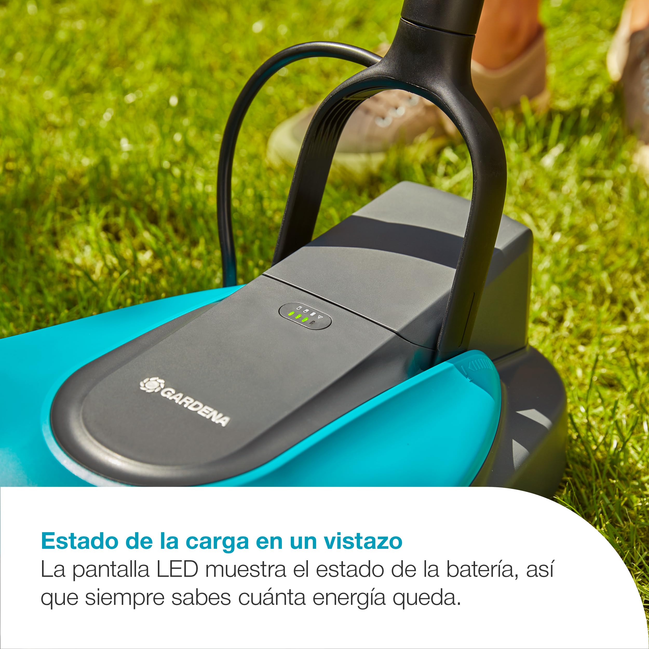 Gardena Set listo para usar cortacésped a Batería 22/18V P4A: Pequeño, Ligero, Cuchilla de mulching, Céspedes de hasta 50 m², Sin cable (14620-20)