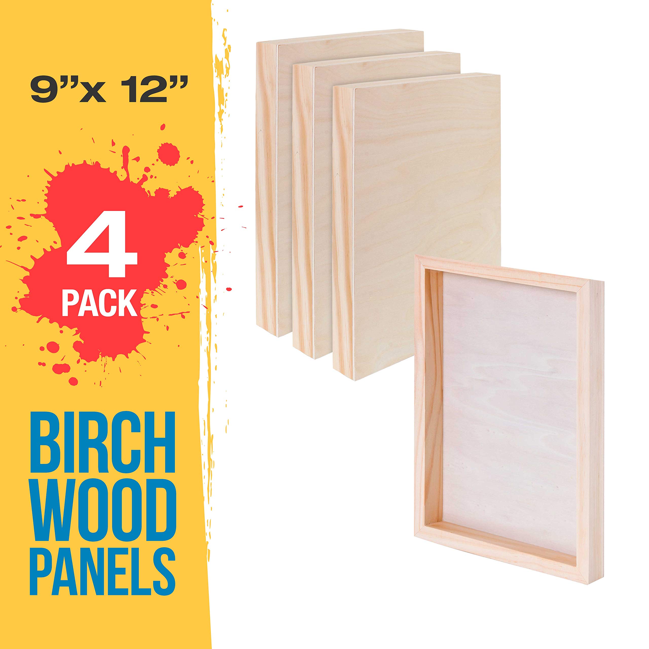 US Art Supply 9 X 12 Birch Wood Paint Pouring Panel