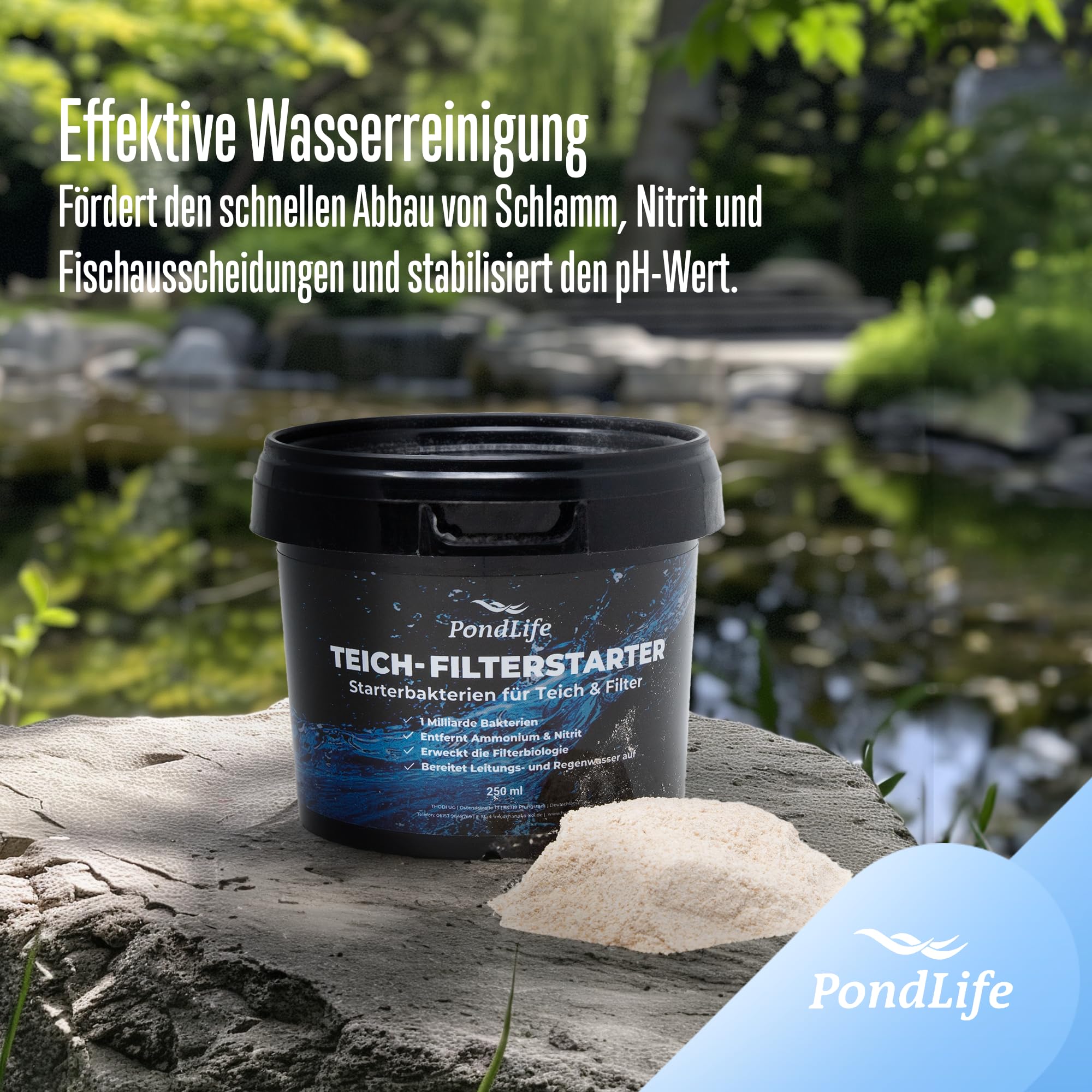 Pondlife CBF 350B Teichfilter Ersatzschwamm- & Japanmatte-Set, 2x4 Filterschwämme, 2 Japanmatten, passgenau für Kammerfilter CBF 350B, Komplett-Set mit 250 ml Filterstarter, Filterschaum blau/gelb