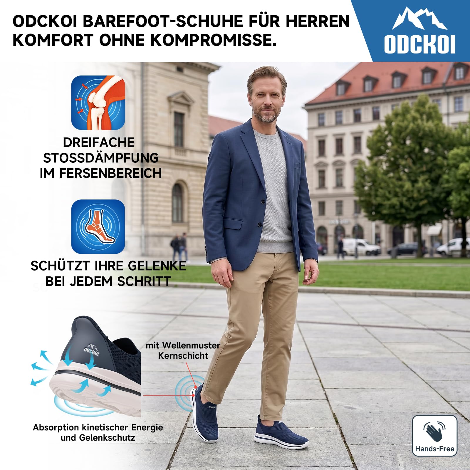 ODCKOI Slip On Sneaker Herren Ohne Schnürsenkel Schuhe Outdoor Sportschuhe Leichtgewichts Atmungsaktiv Hand-Free Freizeit Straßenlaufschuhe