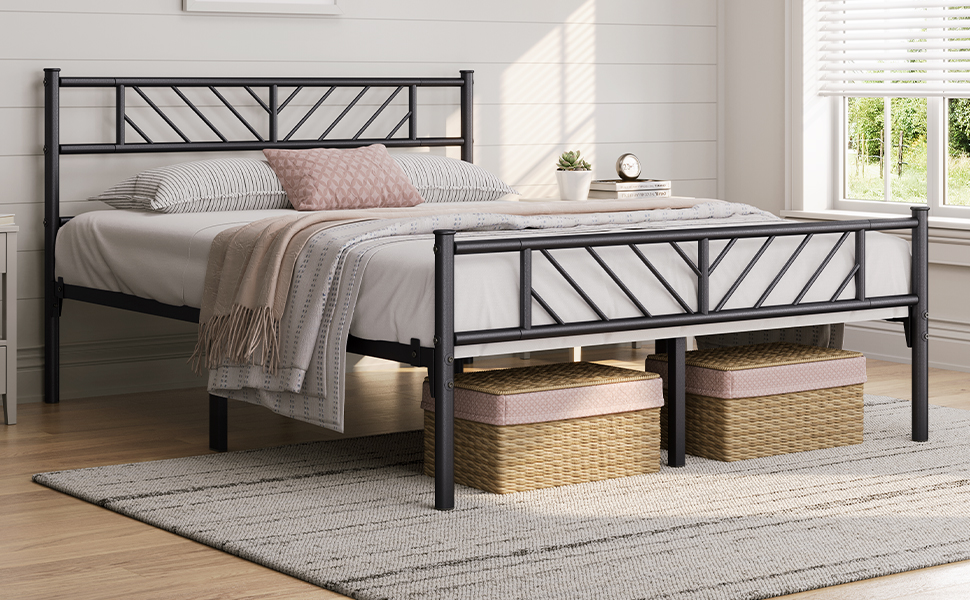 Yaheetech Metallbett Einzelbett 90x200 Cm - Mit Lattenrost, Kopfteil, Schwarz, Für Jugendzimmer & Gäste