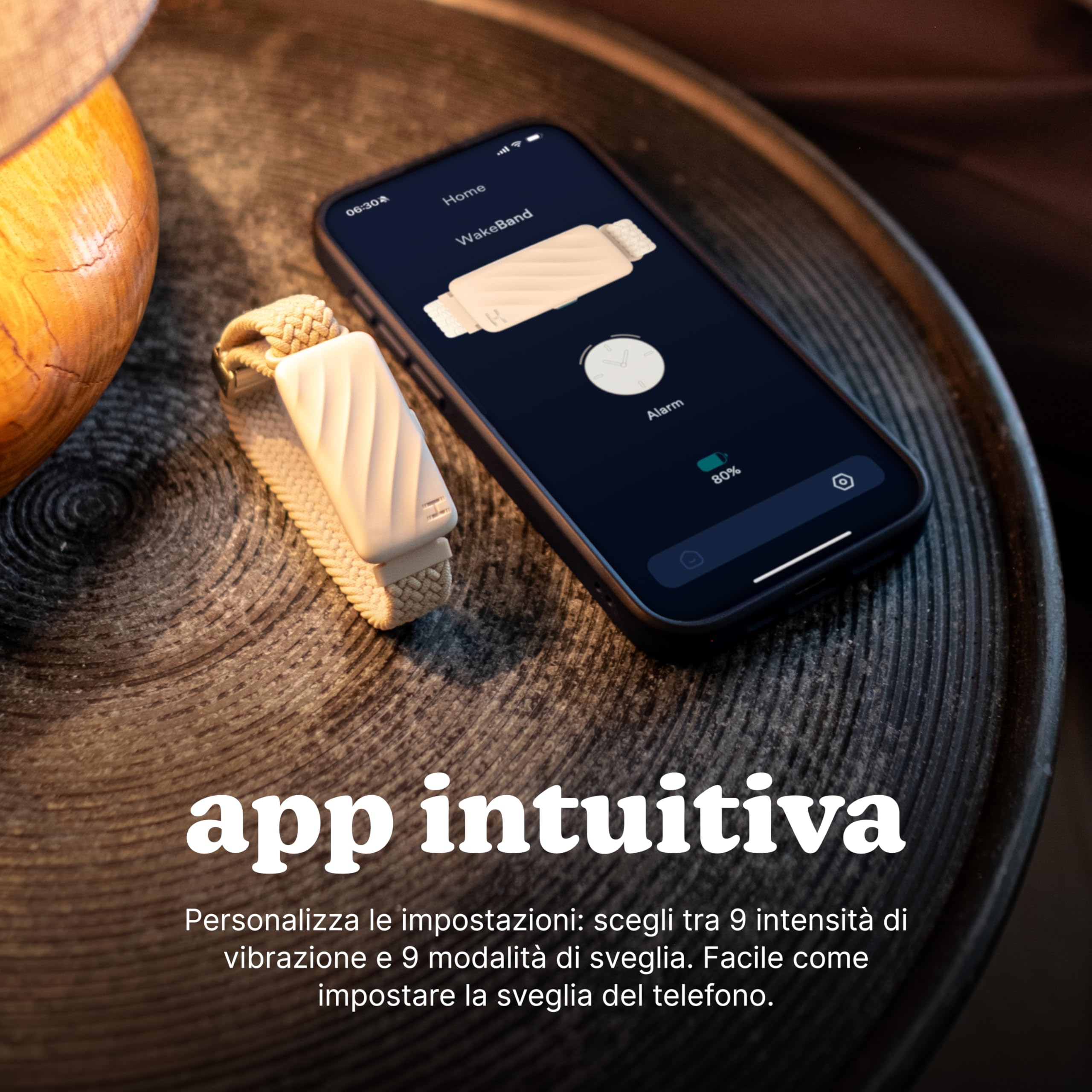 Homedics WakeBand Braccialetto con Allarme Vibrante - Sveglia silenziosa con 9 Modalità e Funzione Snooze, Controllo dell'app, Sveglia con Vibrazione Delicata, Fascia in Tessuto Morbido, Nero