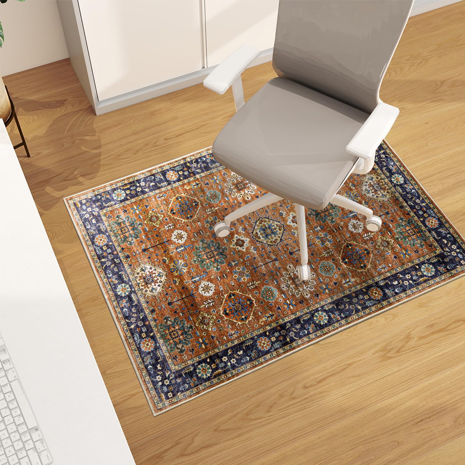 Office Chair Mat for Hardwood Floor, 48"x36" Easy Glide Computer Desk Mat Protector for Rolling Chair Under Desk Rug Nonslip Backing, Machine Wash, (