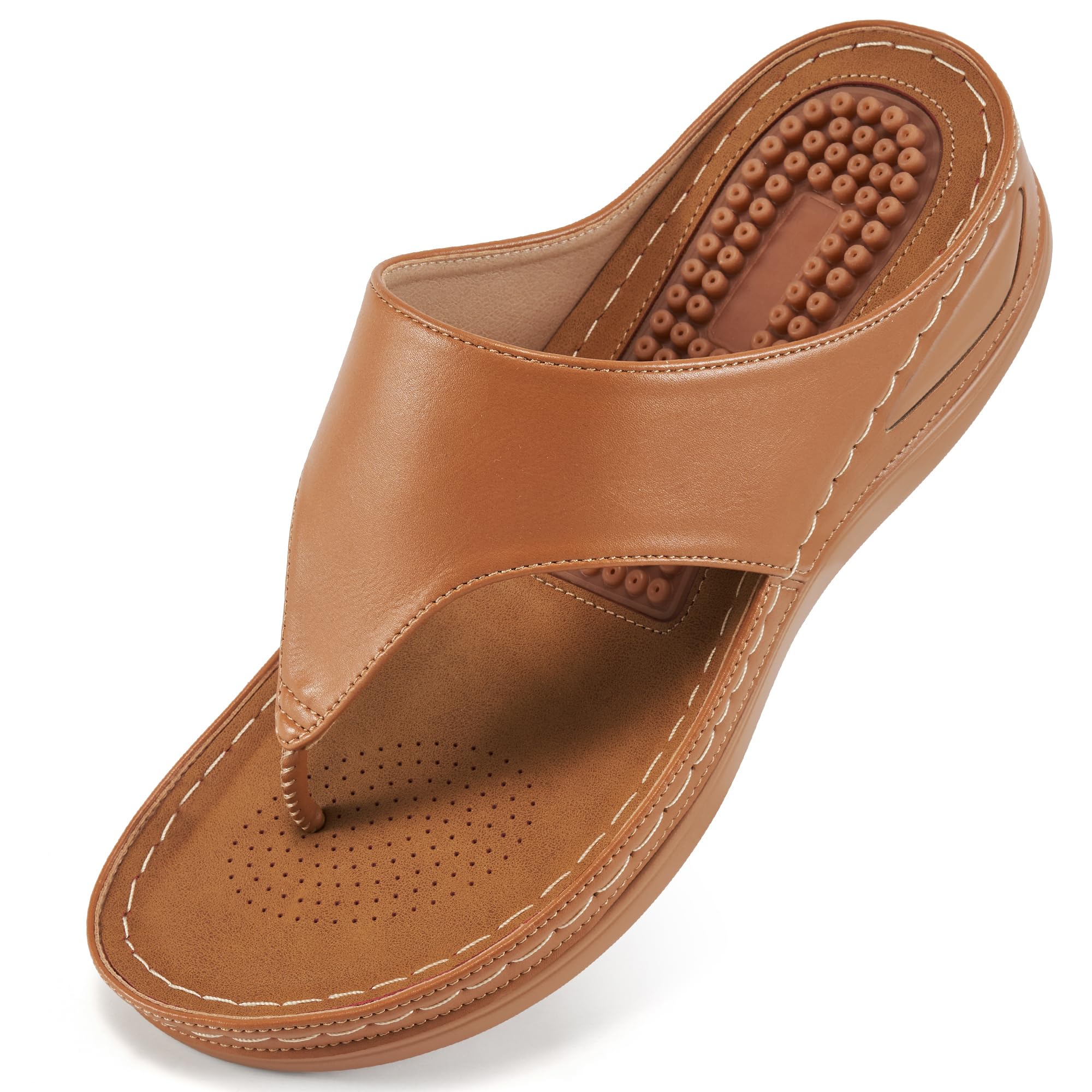 Alicegana Womens Sandals Wedge Shoes: Comfortable Dressy Summer Flip Flops Casual Walking Beach Slides