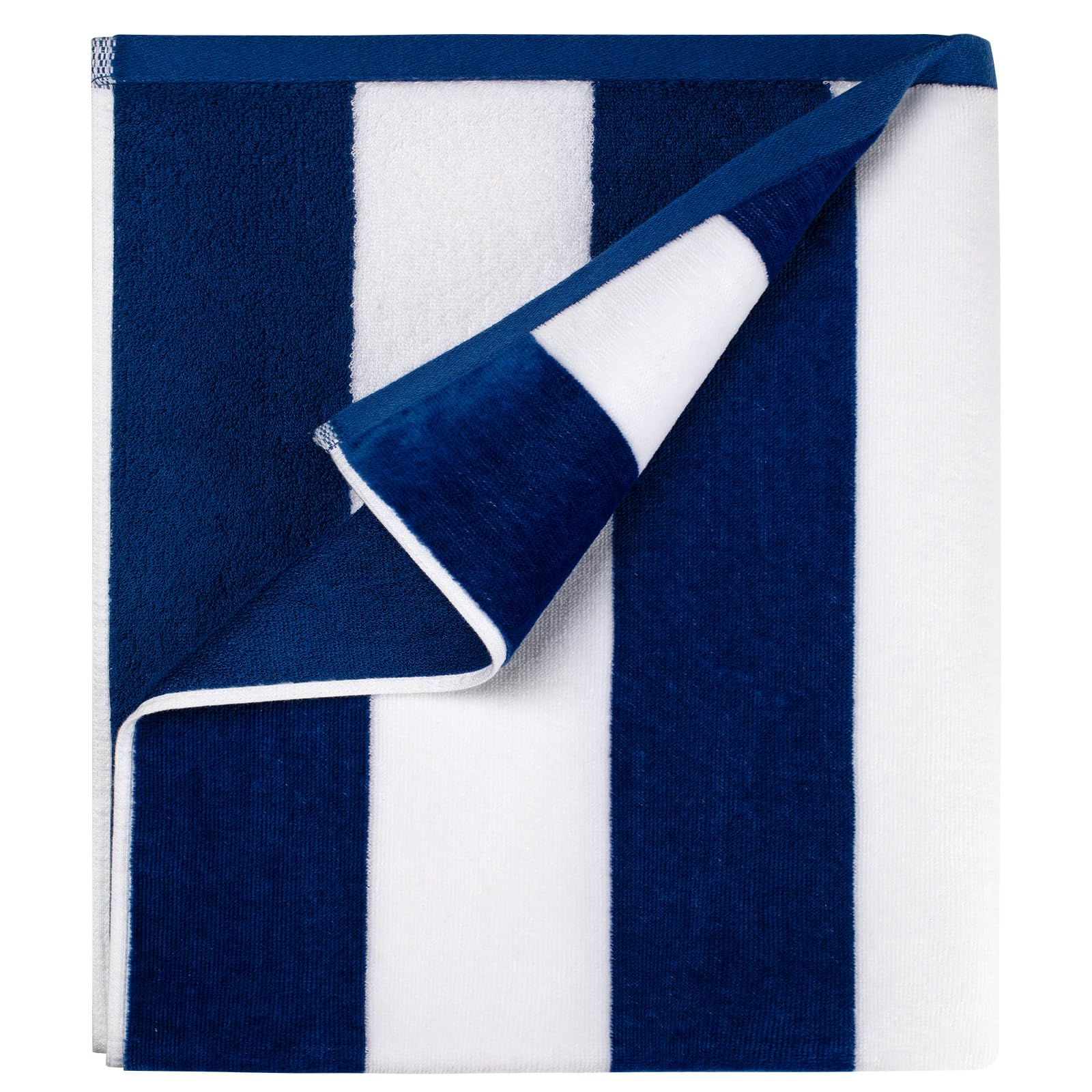 Cotton Oversized Beach Towel - 180 x 90 CM Striped Pool Towel, Soft Velour Cabana Swim Towel