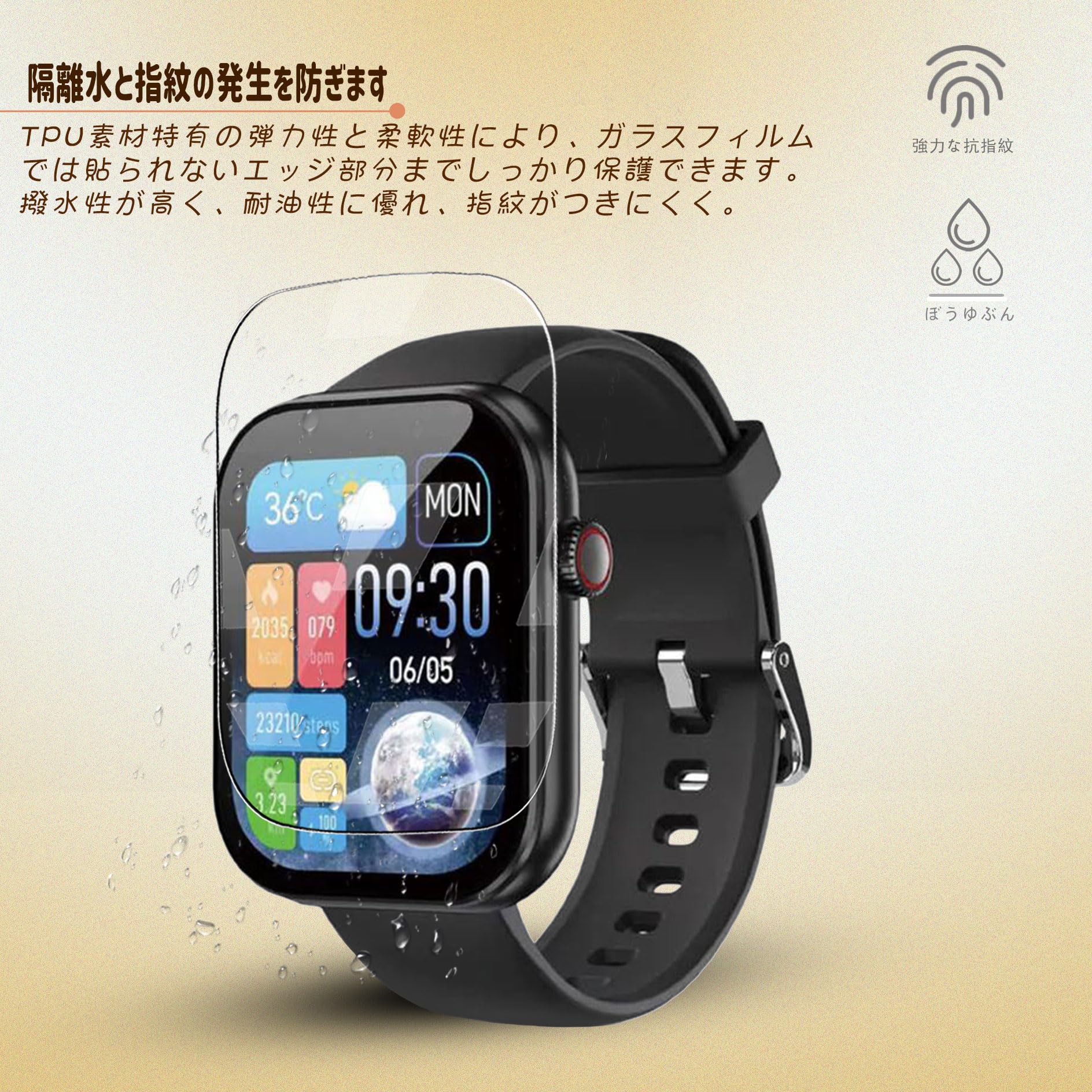 Amazon.co.jp: スマートウォッチ GH-SMWGC-BK フィルム 保護フィルム 