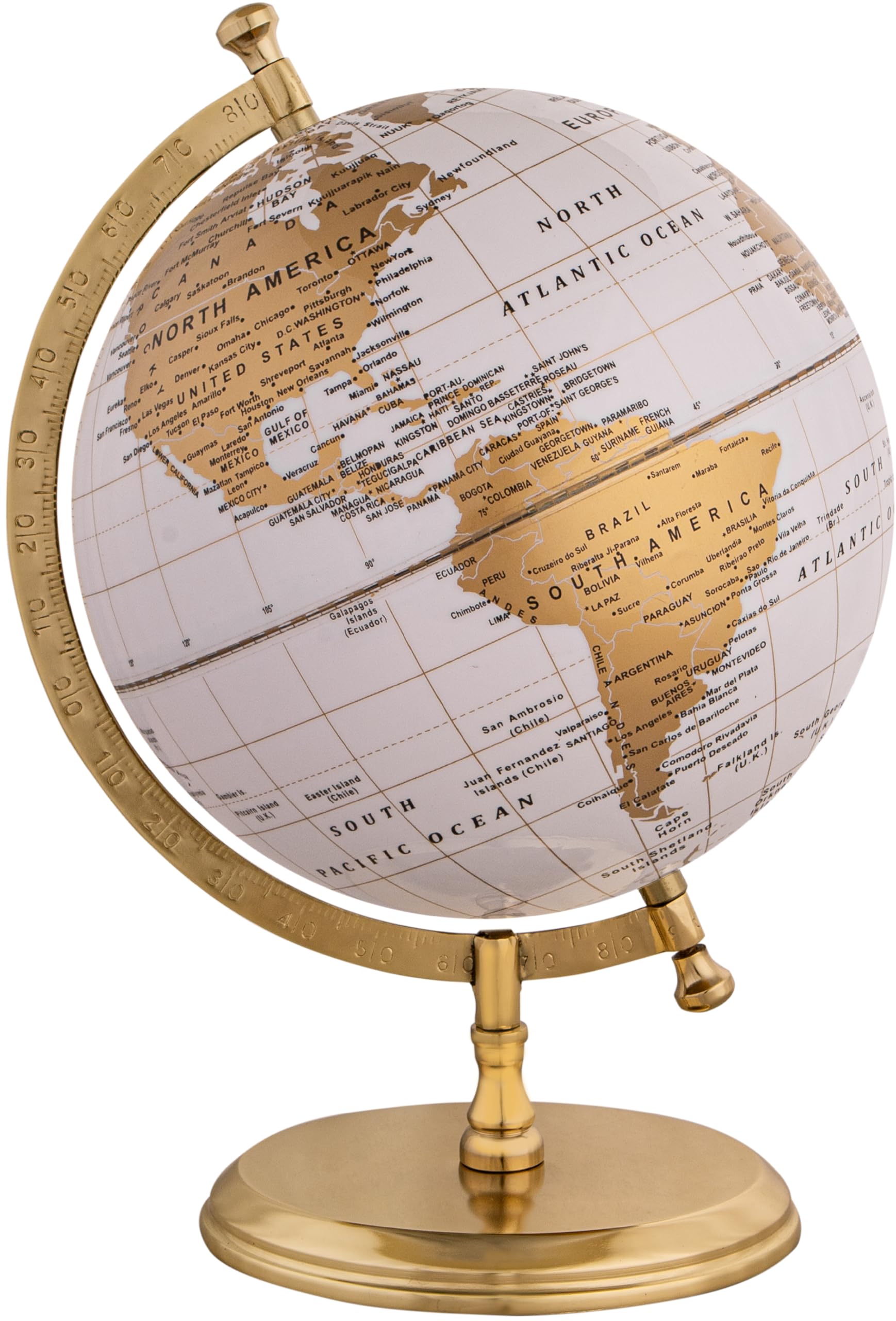 WINNER'S Prime SINGLE JOINT Globe | Height 29 Cm (11.6 Inch) Dia 20 Cm (8 Inch) with Metal Arc & Base | Educational & Decorative Globe(GP808) (White Gold)-image-45
