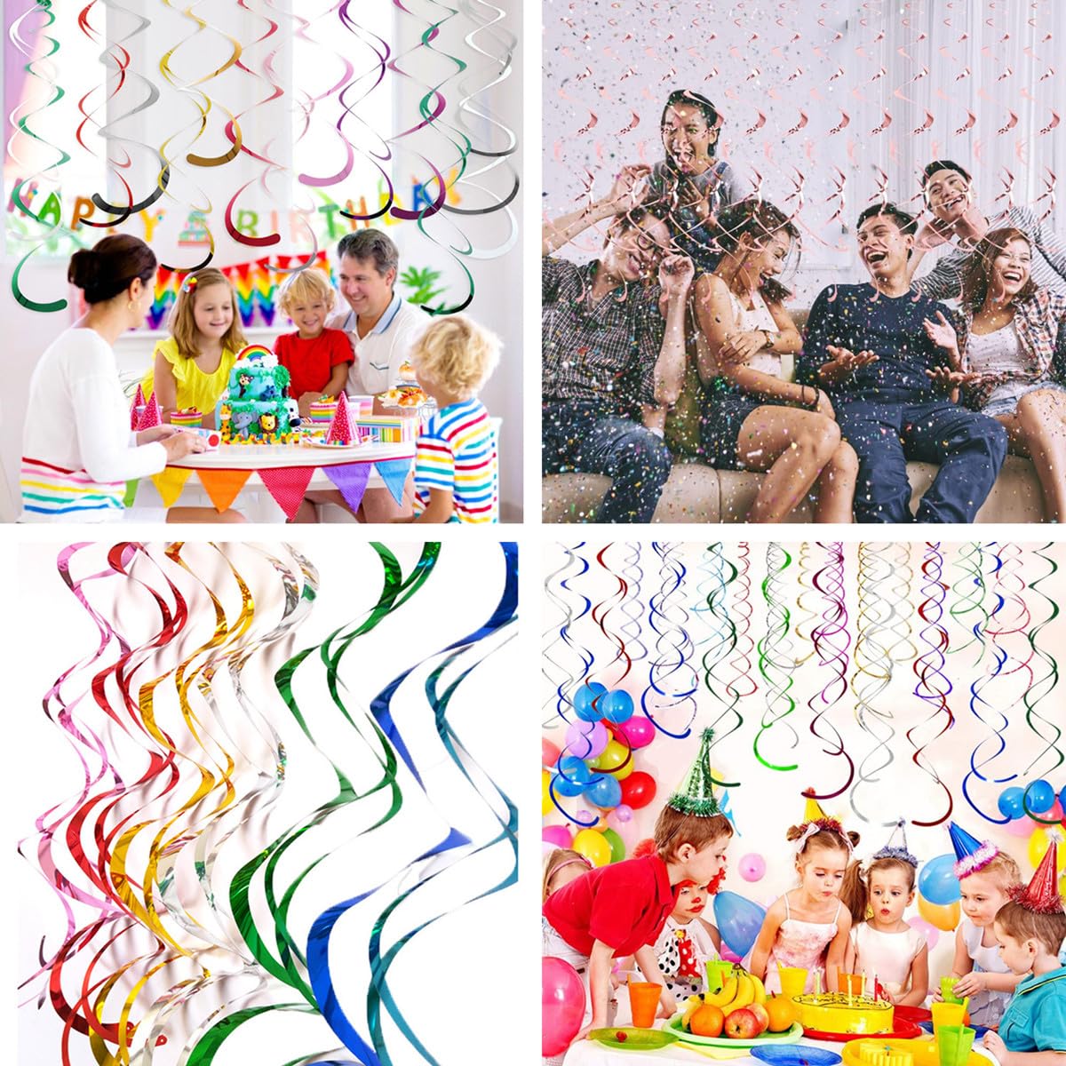Lot De 18 Décorations Tourbillonnantes Pour Plafond – Spiral Suspendu Multicolore Pour Fêtes, Anniversaire, Mariage, Noël