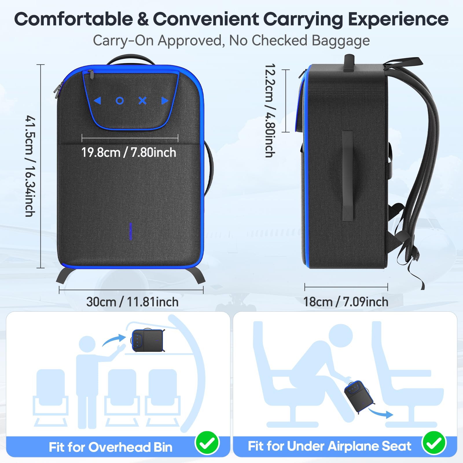 Zaino PS5 da Viaggio Compatibile con Console PS5/SLIM/PRO, Custodia Controller di Grande Capacità per Laptop 16", Cuffie, Borsa Accessori Gioco