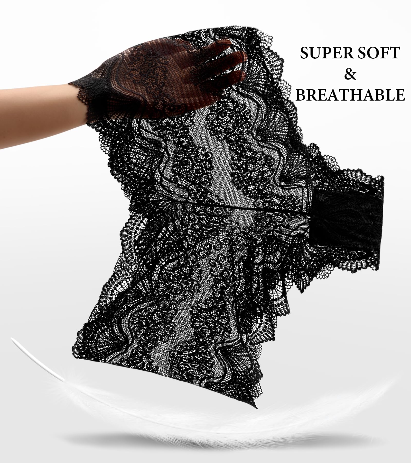 ASIMOON Sexy Women's Underwear Soft Lace Cheeky Panties Lightweight High Waist Bikini Underwear for Women 3Pack: Large Multicolor (3 Pack)