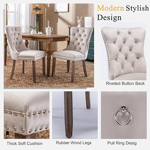 Miniatura 7 de Juego de mesa de comedor de mármol blanco para 6, 70 pulgadas, mesa de comedor de mármol blanco con 6 sillas de terciopelo beige y base de acero al