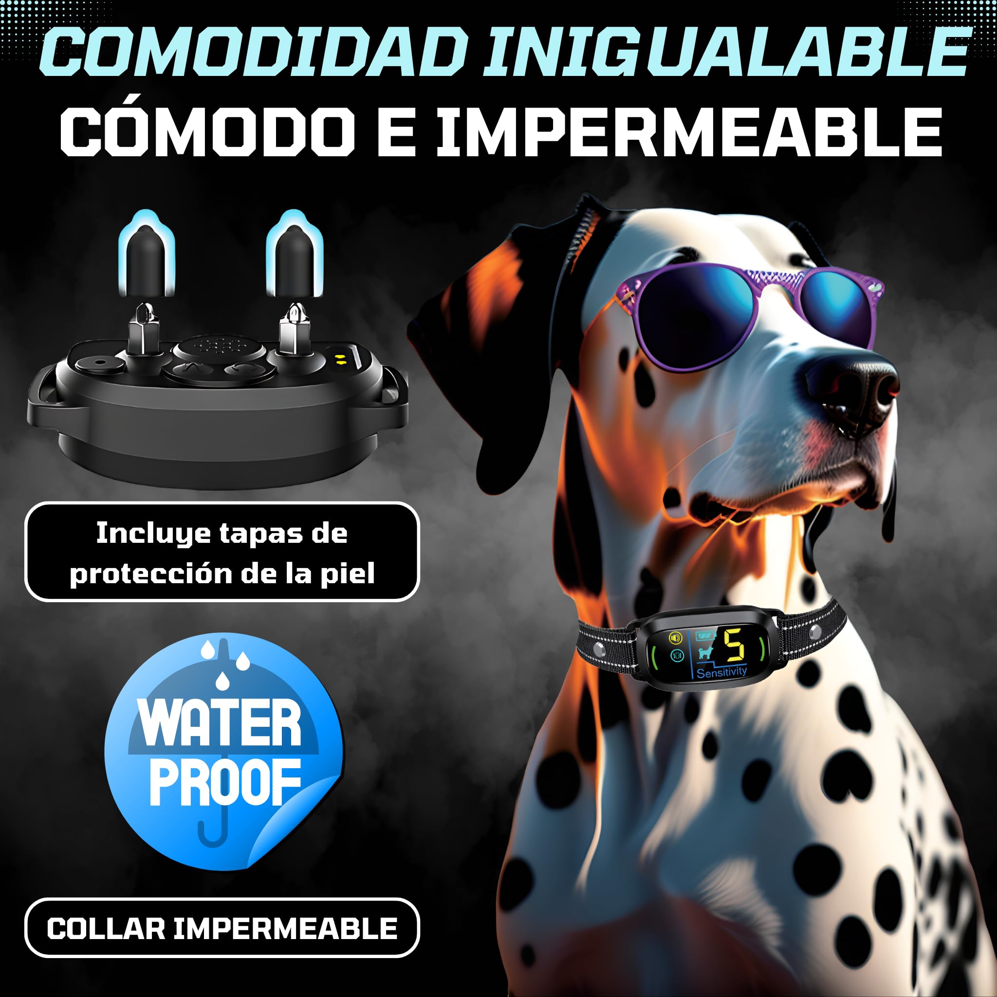 PAWPRO Collar Antiladridos para Perros | Cumple Nueva Ley Bienestar Animal 2024 | Inteligencia Artificial, Detección de ladridos, Pantalla Color | 3 Modos Beep, Vibración, Beep+Vibración | Manual ESP