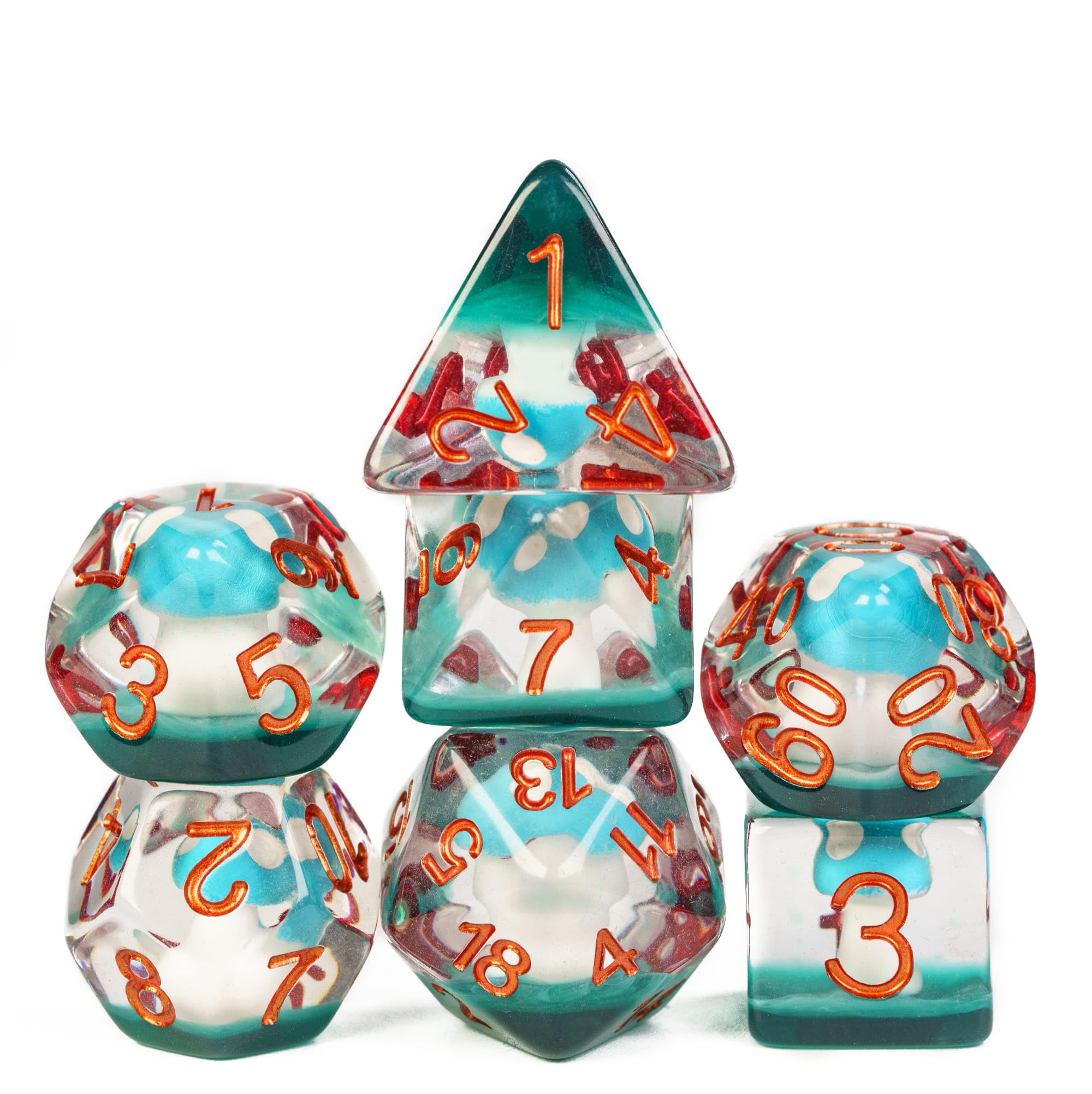 UDIXI 7PCS Mushroom DND Dice Set, Cyan Mushroom D&D Dice Set for Role Playing Games and Tabletop Games โ image 1
