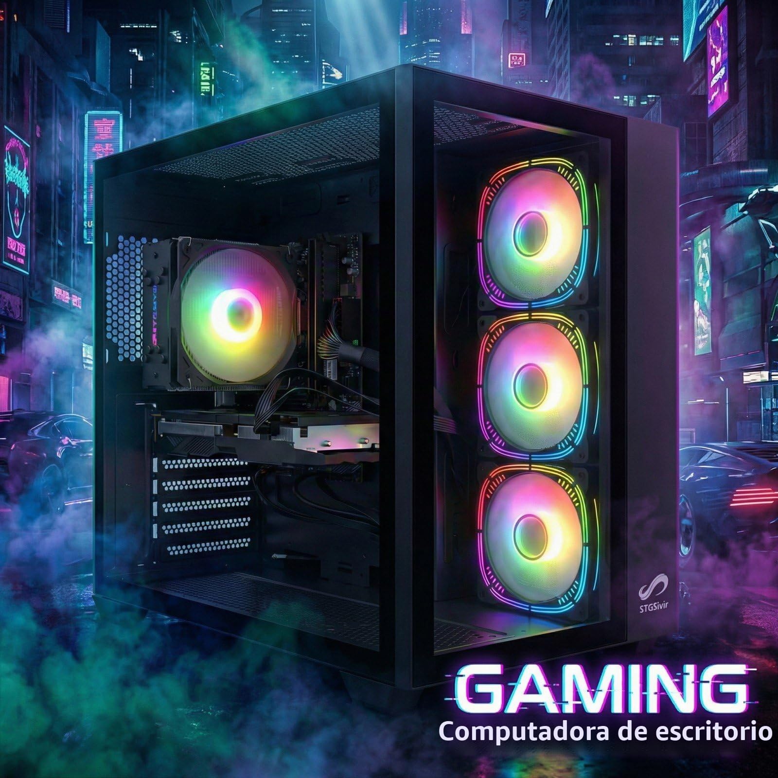 STGsivir PC Gaming, Core i7, RTX 2060 Super 8G, 16G RAM, 1T SSD | Ordenador Gaming para Streaming, Edición de Video, Tareas, hasta 3.9 GHz, WiFi 6, BT 5.0, 4K,HDMI,DP, Win11 Pro, ARGB