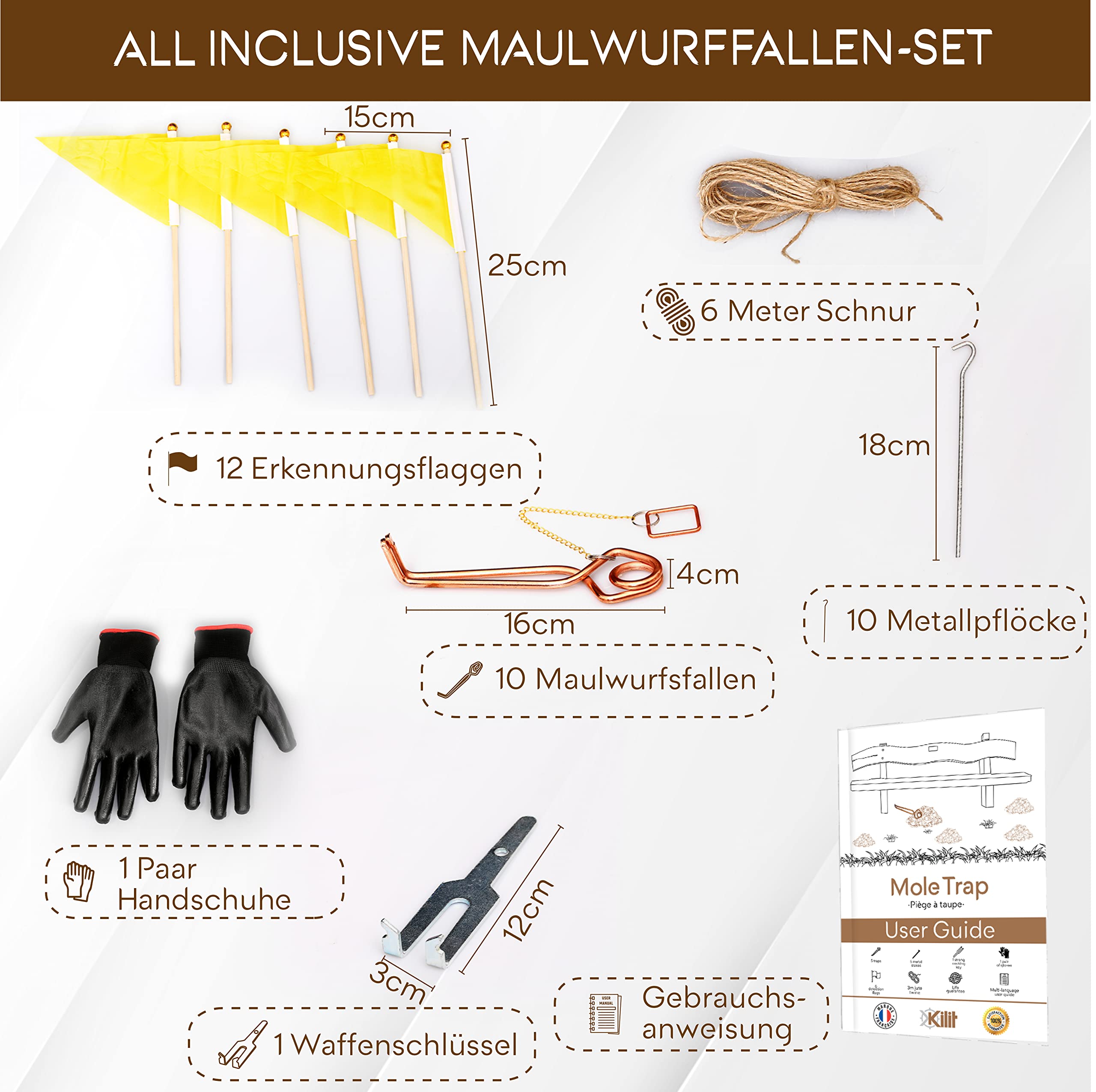 Wuehlmausfalle Profi 10er Set - Zangenfalle Schlagfalle Wiederverwendbar - Wuehlmausbekaempfung Ohne Gift - Grosse Flaechen