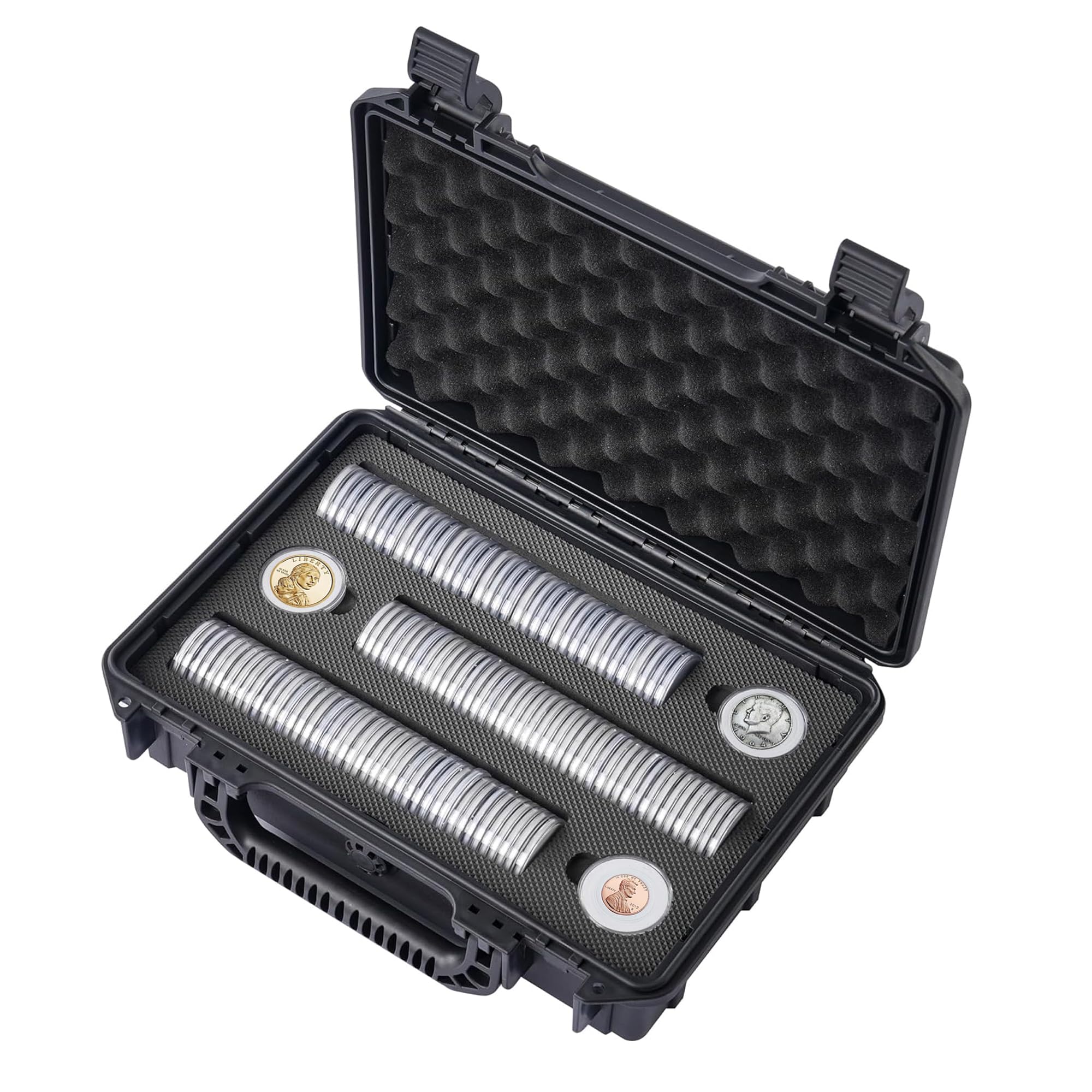 Hard Shell Coin Box For 6 Sizes Premium Coin Storage Box With 129 Clear ...