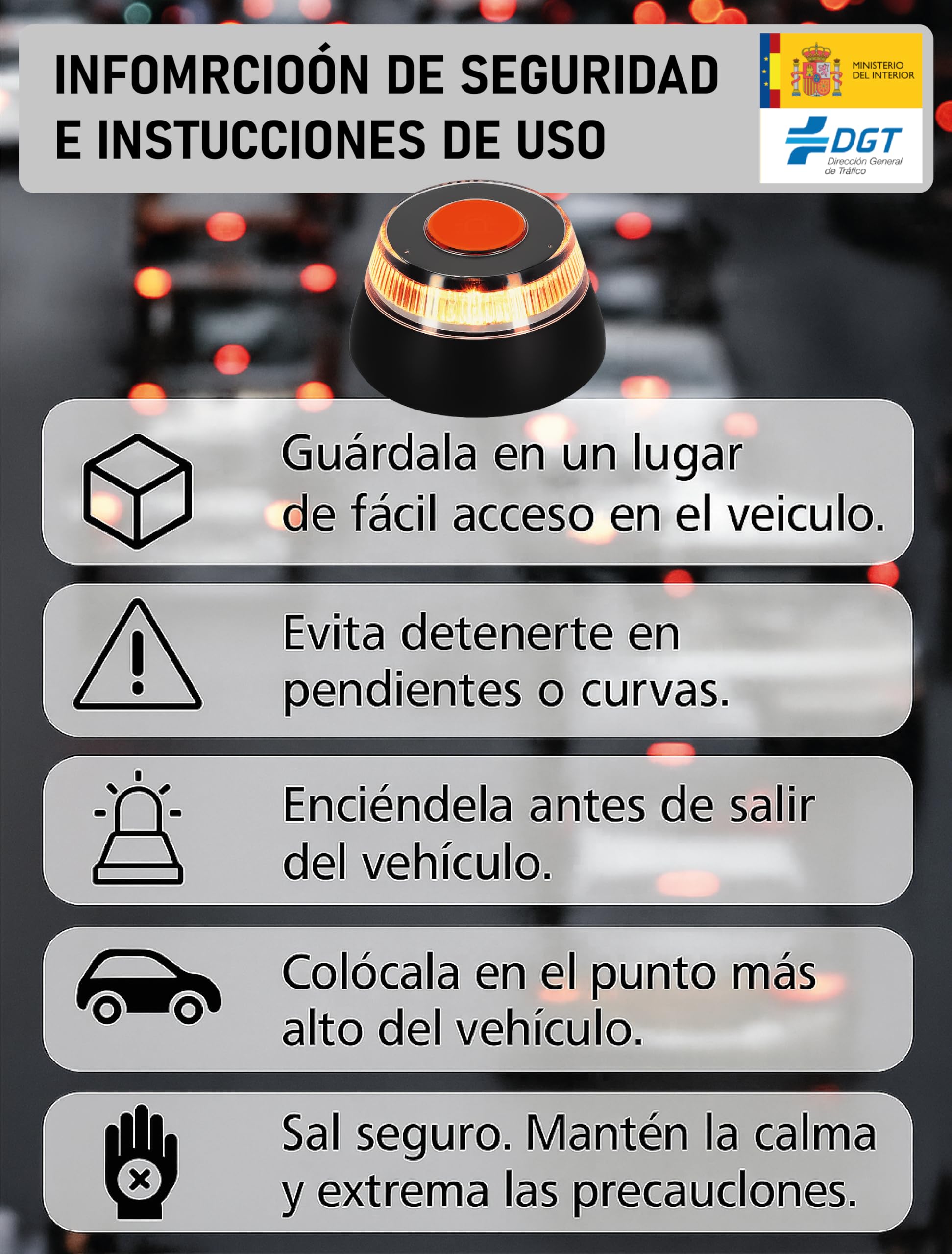 Genérico Luz de Emergencia V16 Geolocalizada, Baliza LED Homologada con SIM Integrada, Señal de Advertencia para Vehículos, Batería Incluida, Obligatoria 2026 (2)