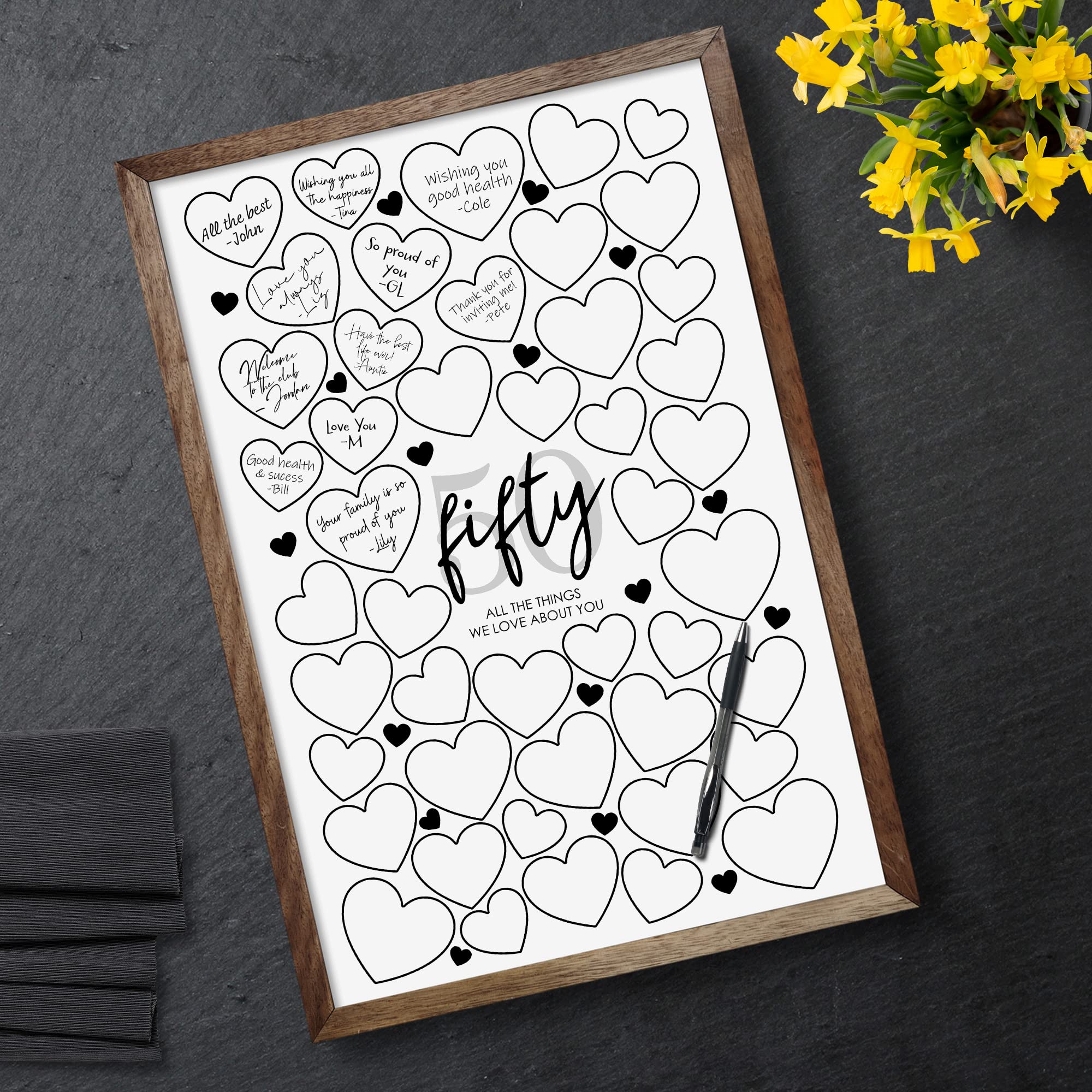 50th Birthday Signature Board - 11x17 Guest Signing Poster For Birthday Party Decorations