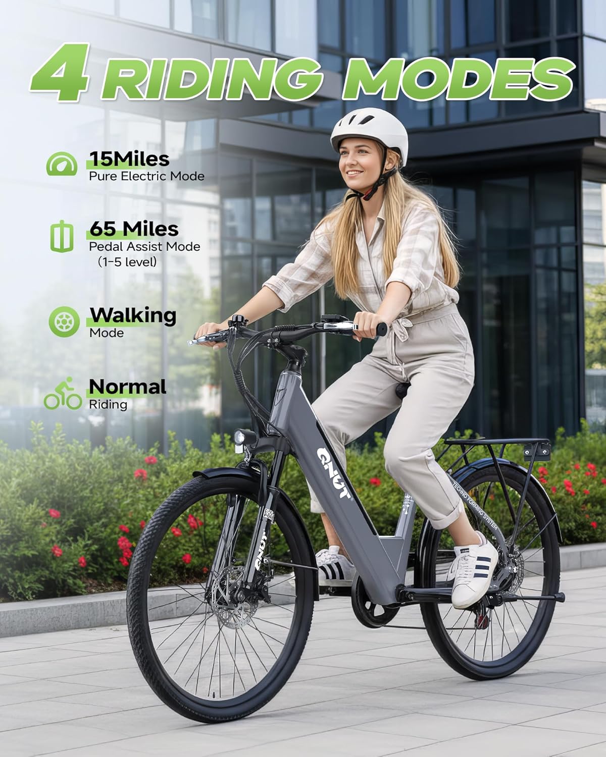 Electric Bike for Adults, 1200W Peak Commuter Ebike with 48V Built-in Battery 26" City Step Through E-Bike 7-Speed 65Miles 20Mph Urban Electric Bicycles for Women Men Teens