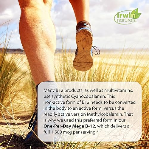 Miniatura 3 de Irwin Naturals One-Per-Day Mega B-12 1500mcg de vitamina metilcobalamina de alta potencia absorción rápida mejorada con MCT  ginseng asiático